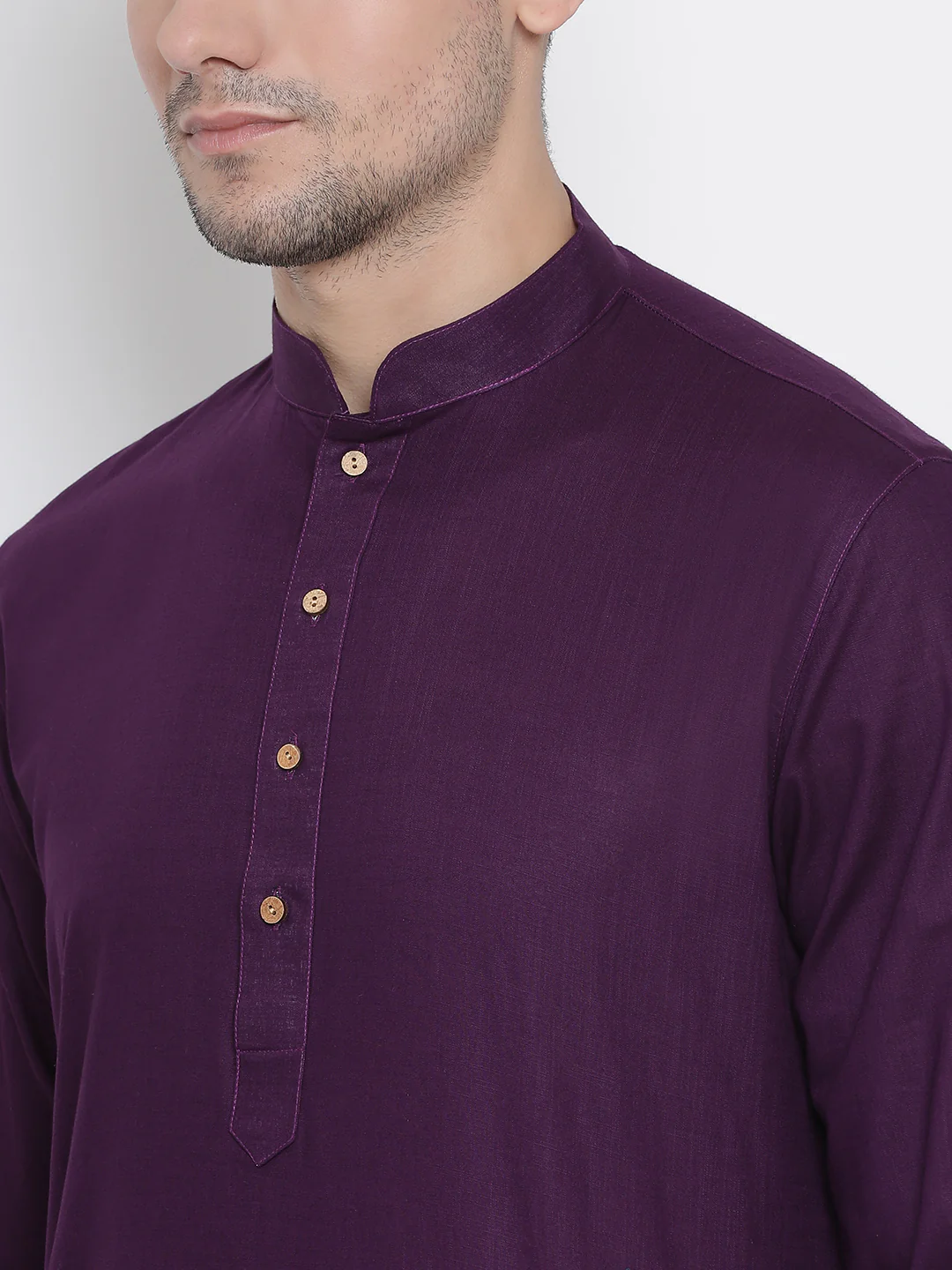 VASTRAMAY Men's Purple Cotton Kurta and Pyjama Set - Image 3