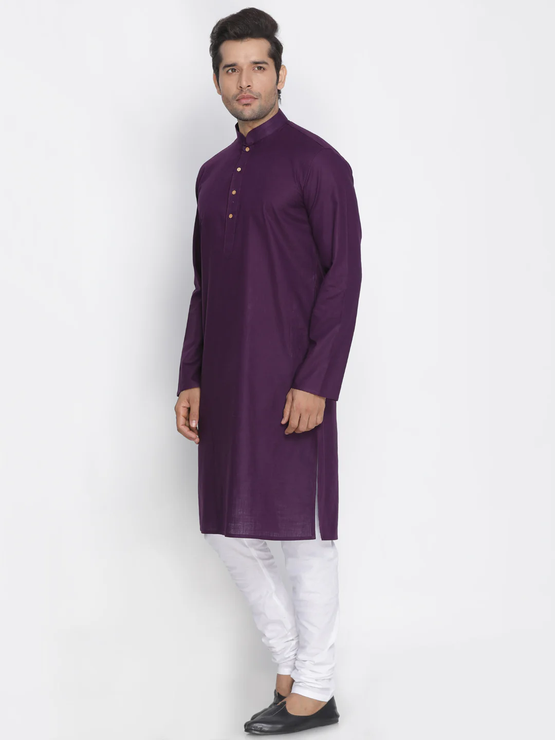 VASTRAMAY Men's Purple Cotton Kurta and Pyjama Set - Image 2