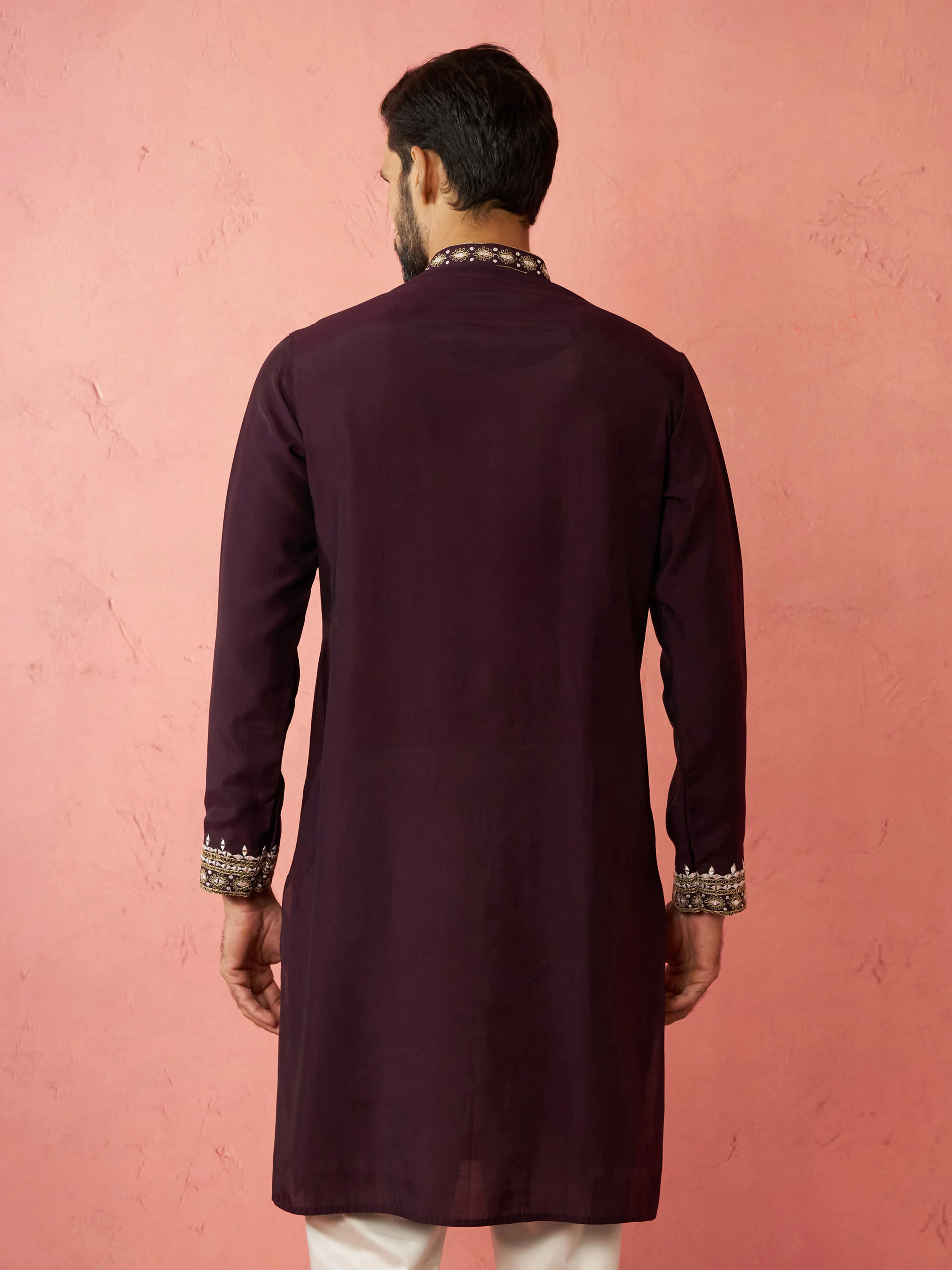 Men's Purple Modal Chanderi Kurta - Image 5