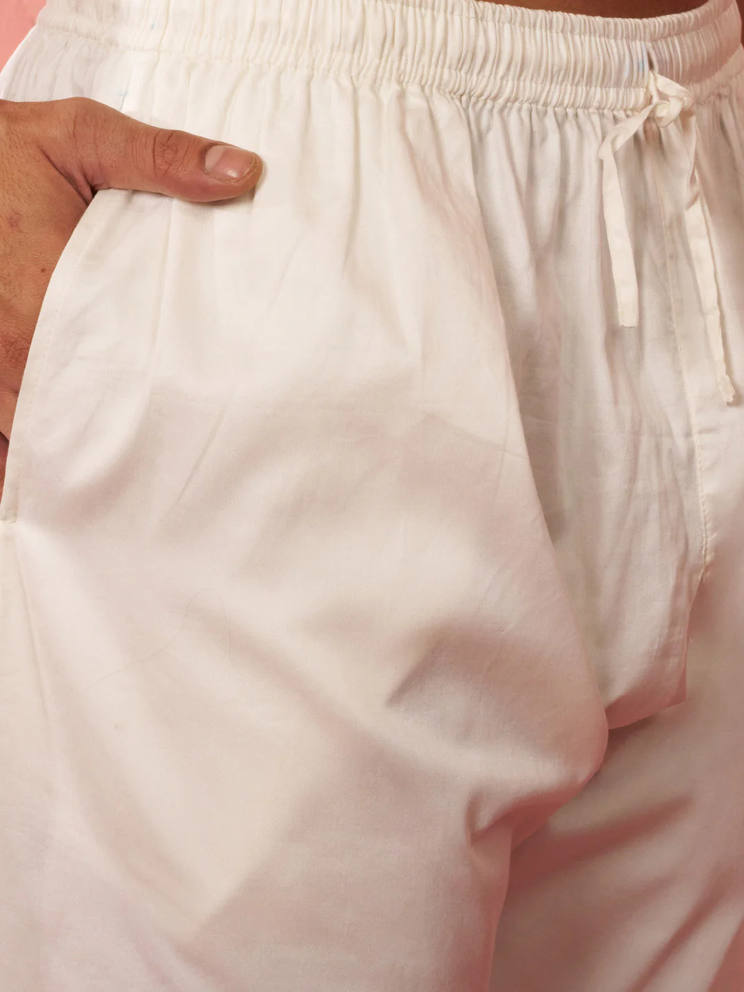 Men's Red Bandhani Print Kurta with Cream Pyjama - Image 6