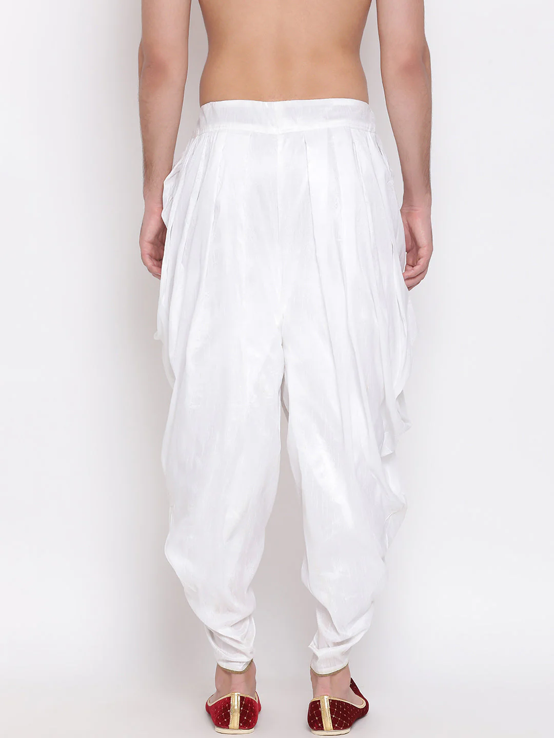 Men's White Silk Blend Dhoti Pant - Image 10