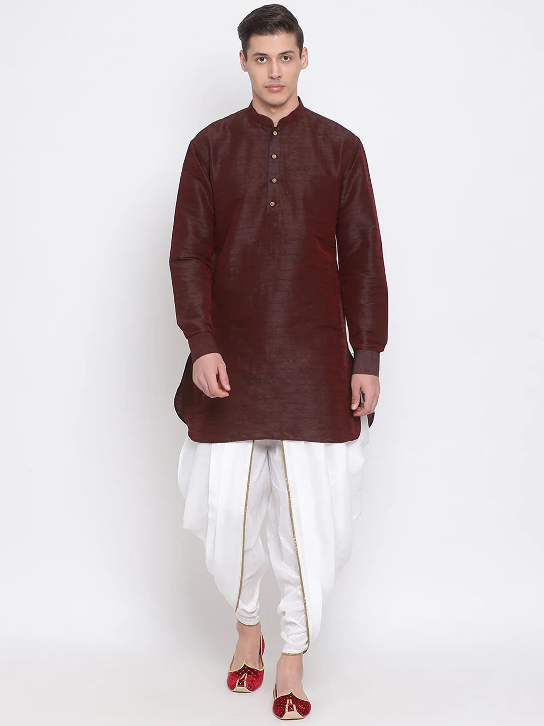 Men's White Silk Blend Dhoti Pant - Image 6