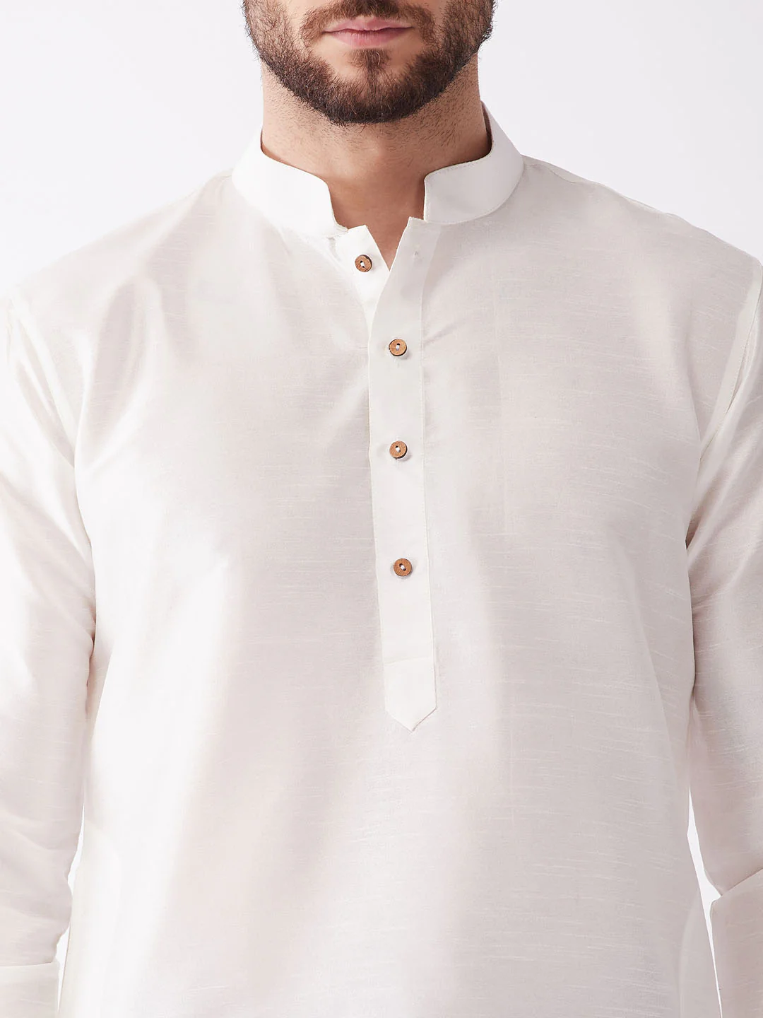 Men's White And Maroon Silk Blend Kurta And Dhoti Set - Image 4