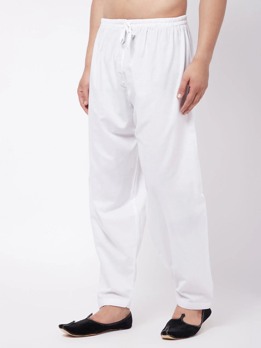 Men's White Cotton Blend Salwar - Image 2