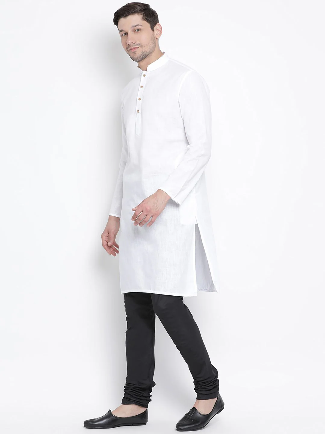 VASTRAMAY Men's White Cotton Kurta and Pyjama Set - Image 2