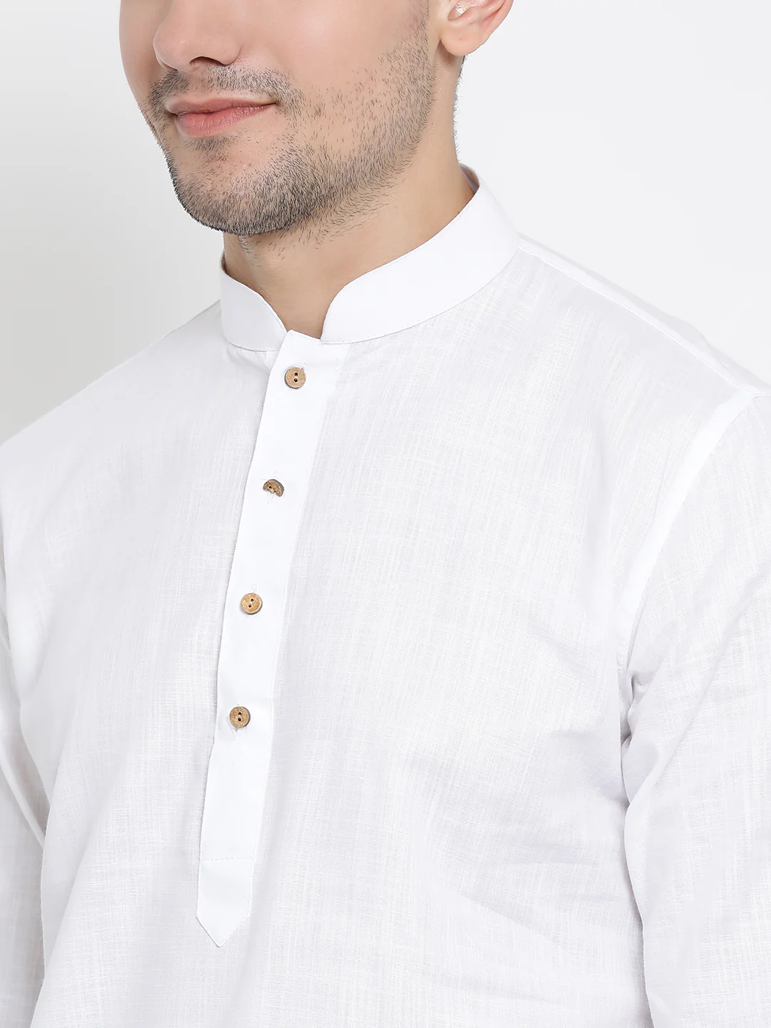 VASTRAMAY Men's White Cotton Kurta and Churidar Set - Image 3