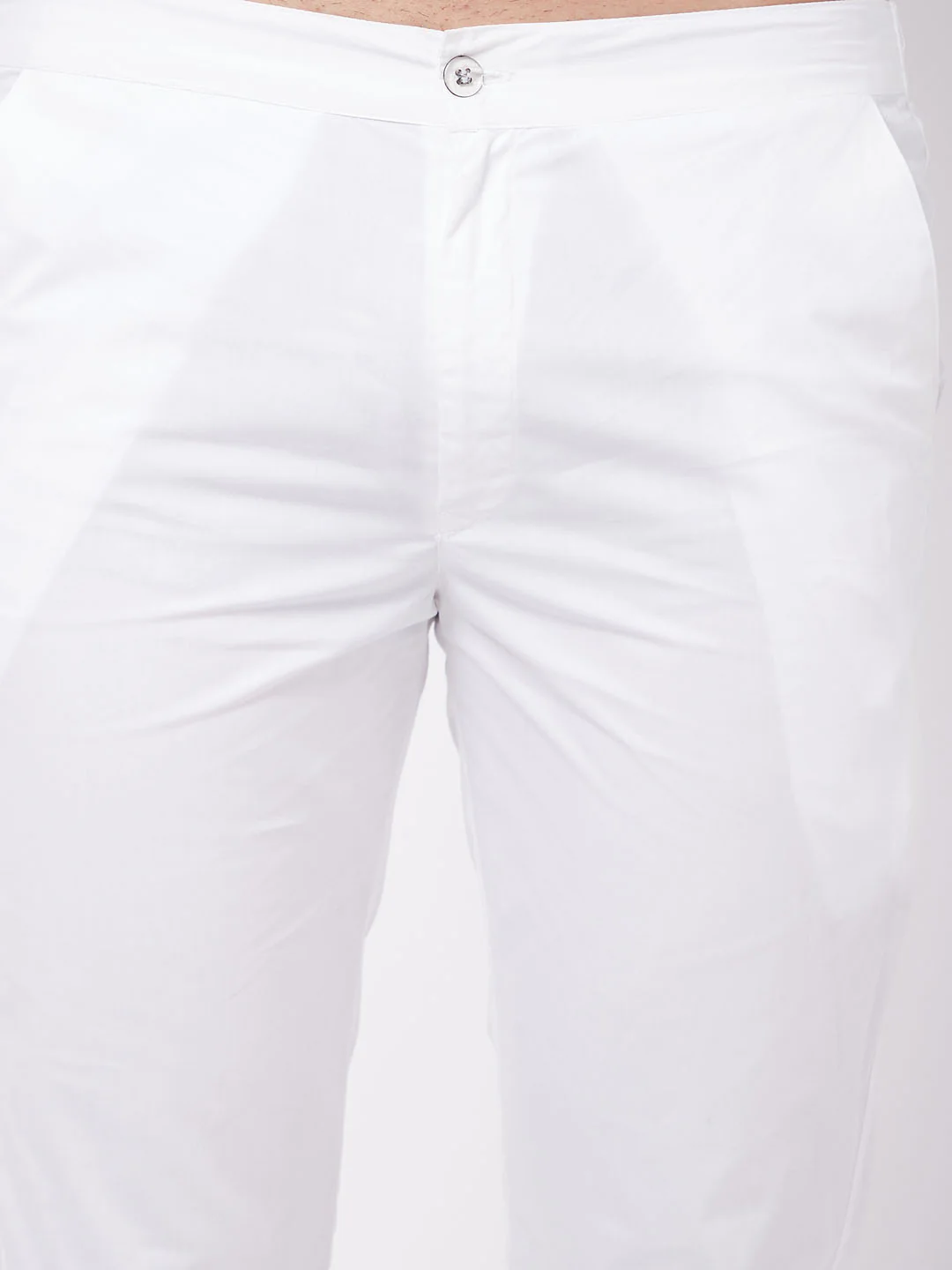 Men's White Cotton Slim Fit Pant - Image 4