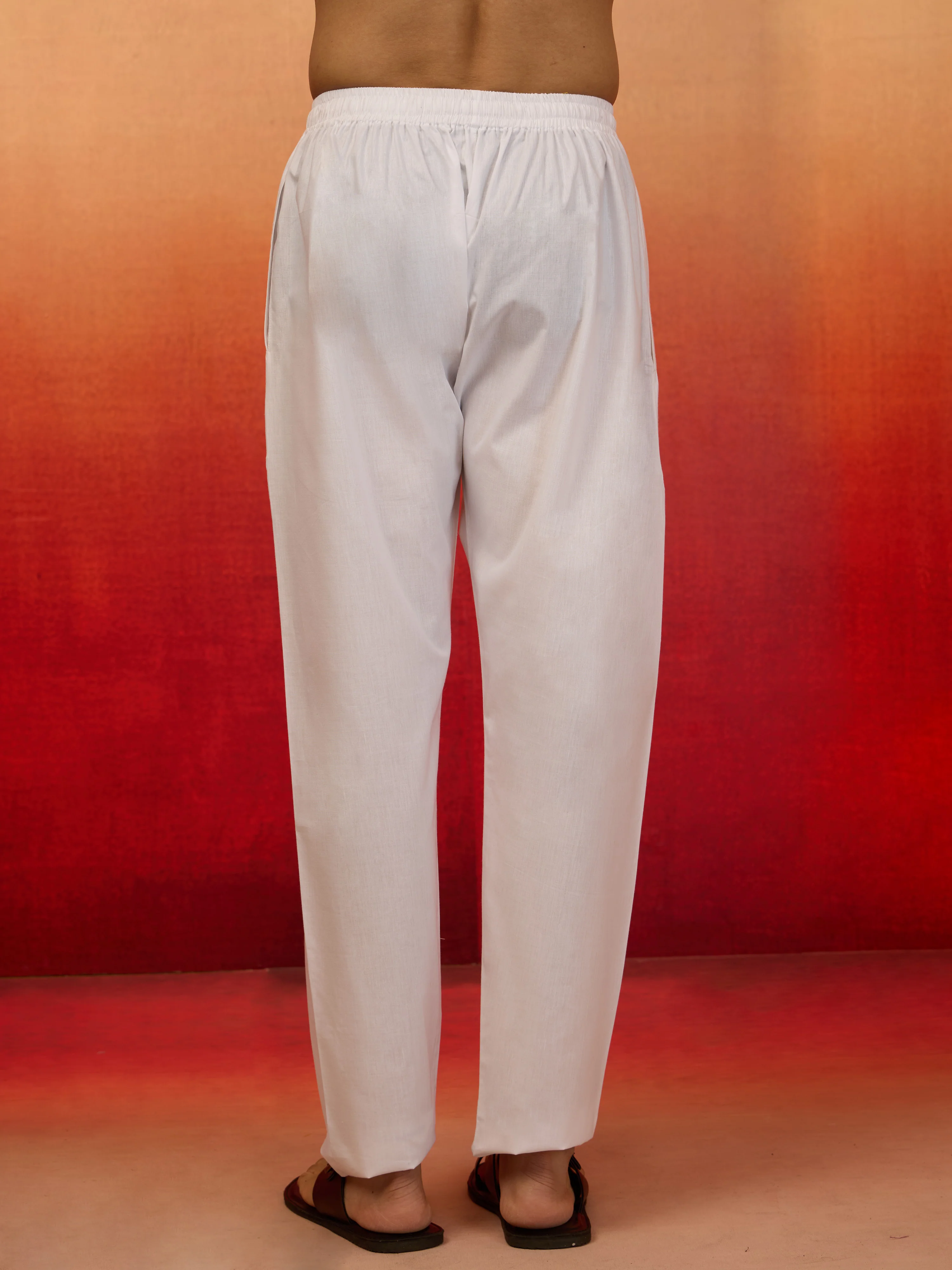 Men's White Cotton Pyjamas - Image 4