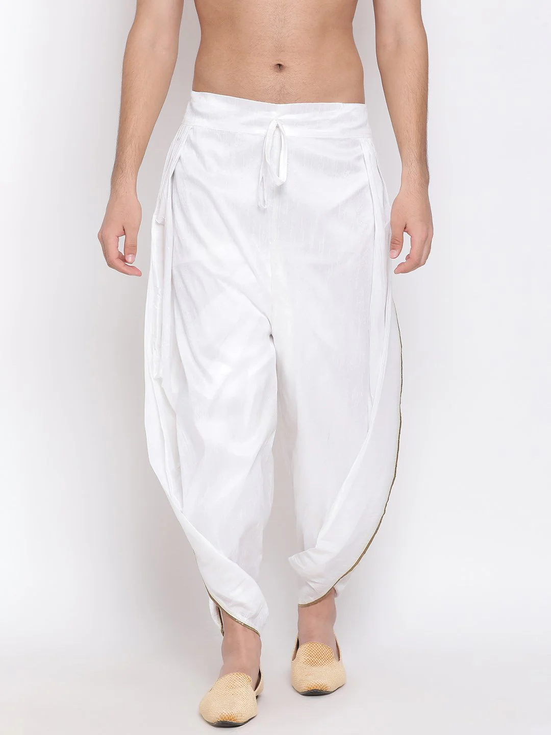 Men's White Silk Blend Dhoti Pant