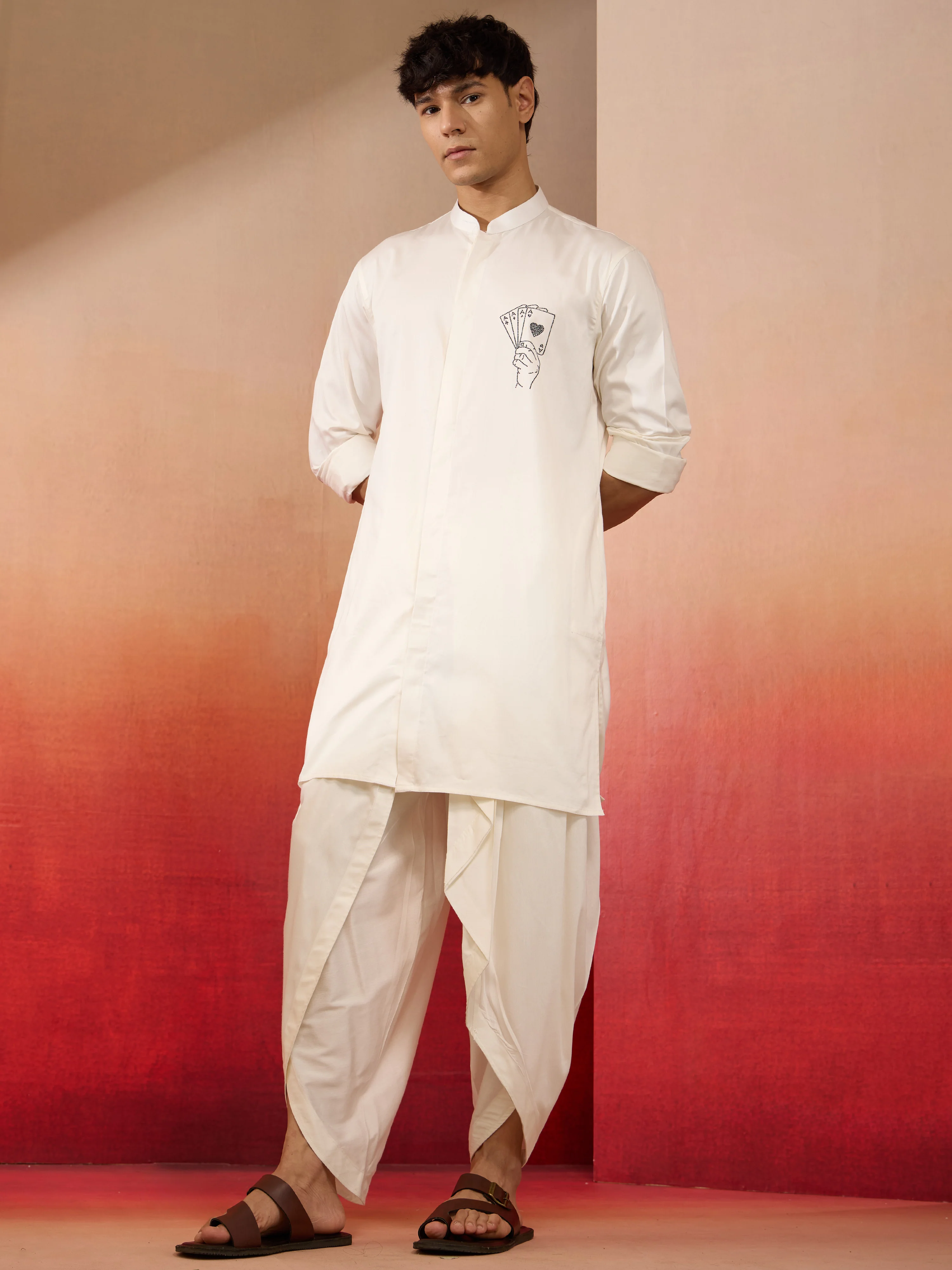Men's White Viscose Dhoti Pants - Image 5