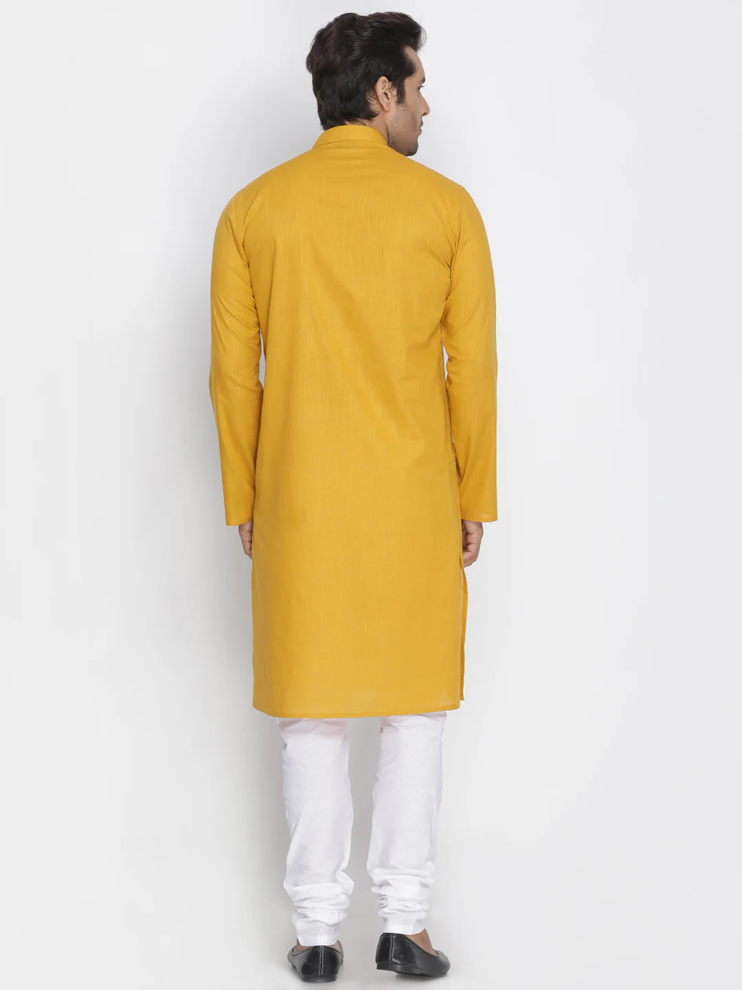 VASTRAMAY Men's Yellow Cotton Kurta and Pyjama Set - Image 4