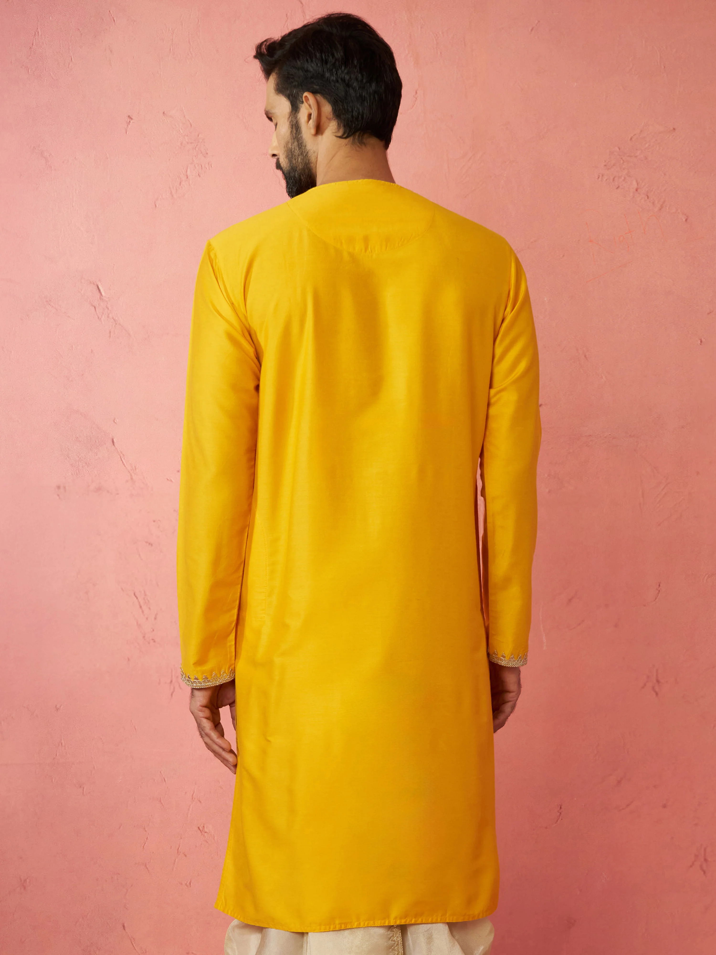 Men's Yellow Viscose Kurta - Image 5