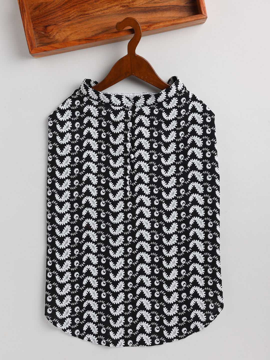 Dogs' Black Chikankari Pure Cotton Ethnic Kurta - Image 2