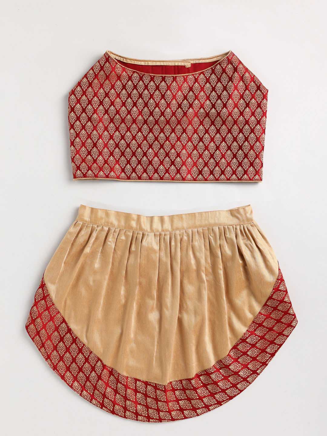 Dogs' Maroon Woven Silk Blend Lehenga Choli Set - Image 2