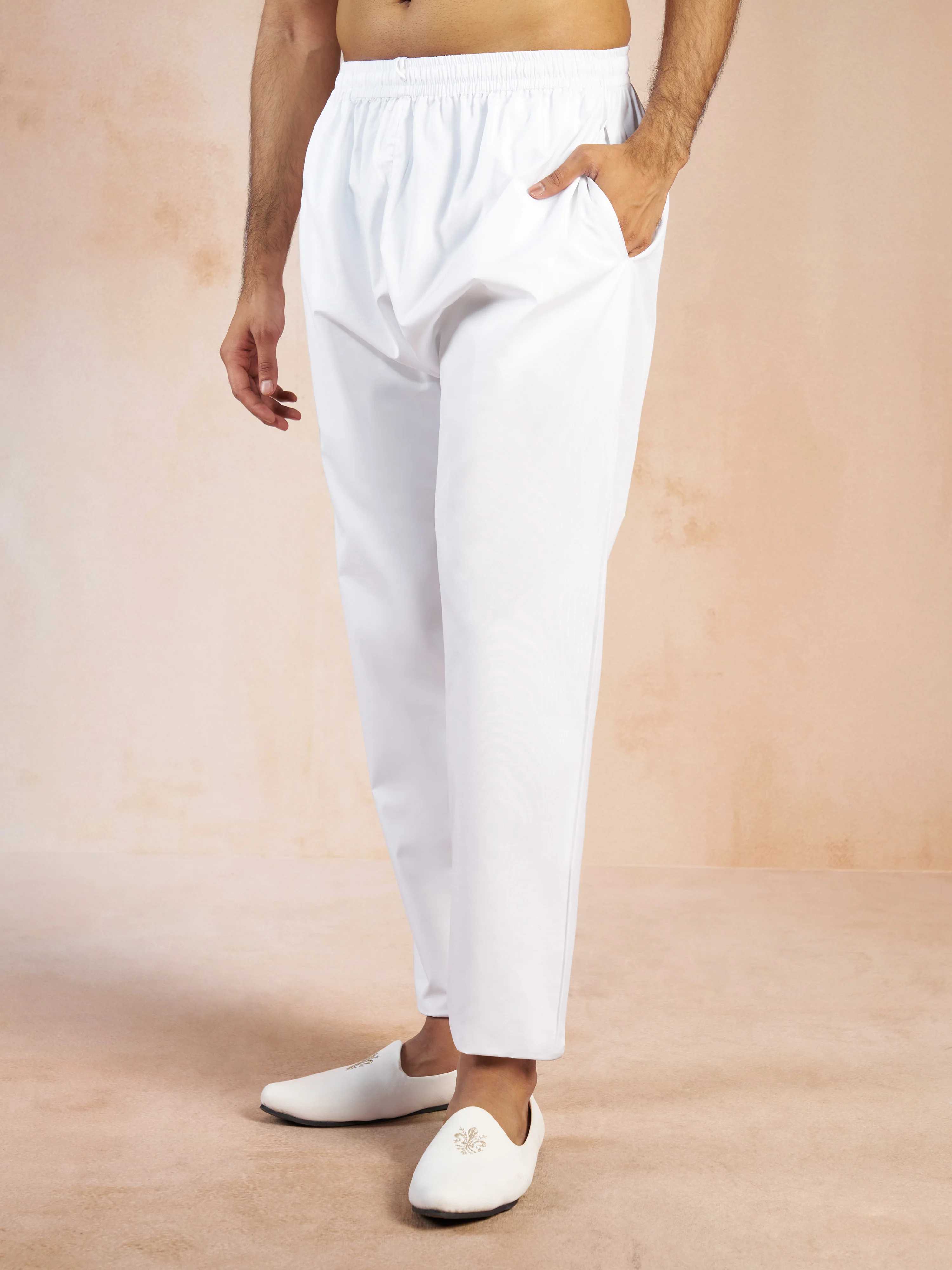 Poplin Cotton Pyjama Set with White Trousers for Men's - Image 3