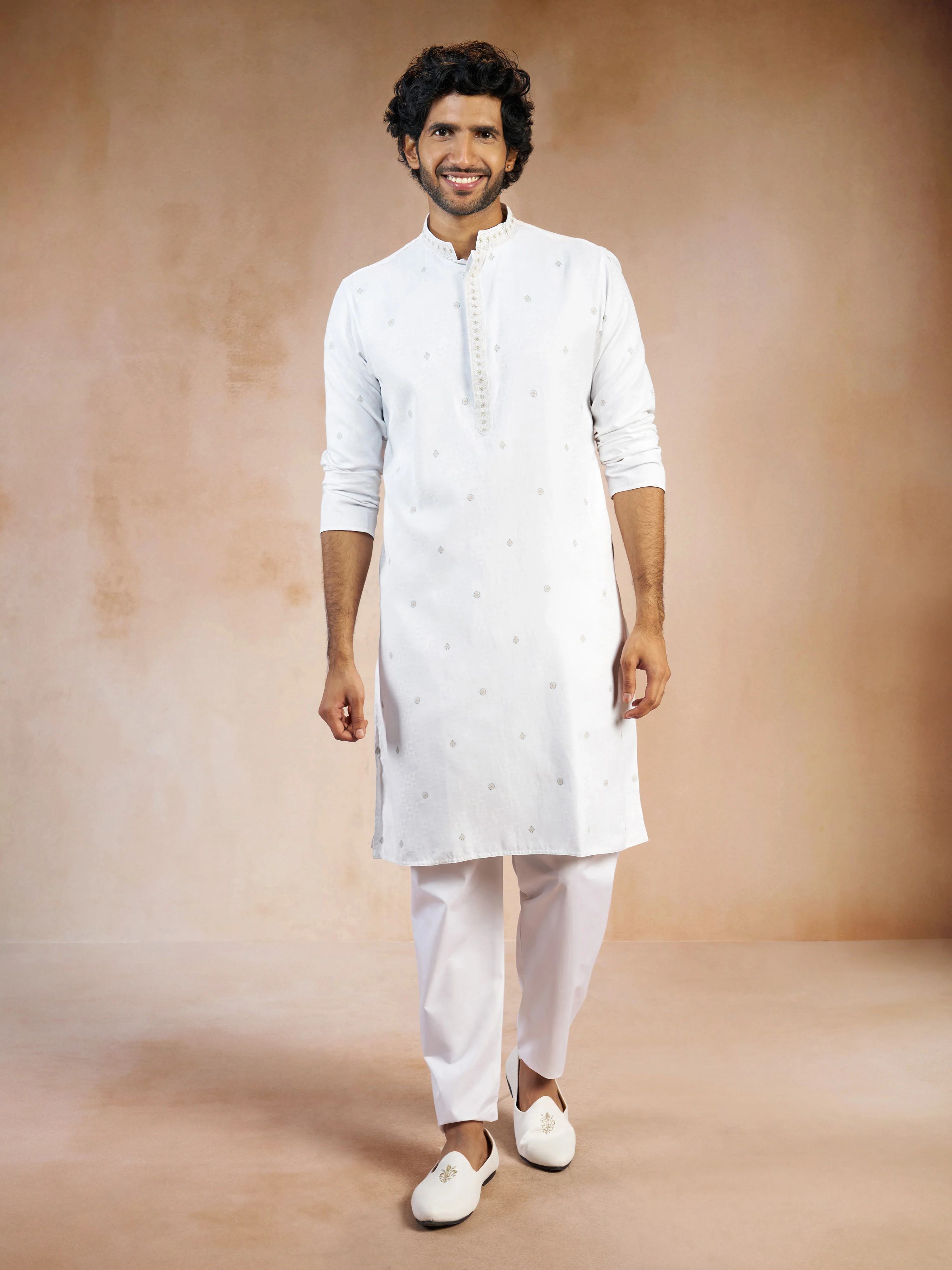 Poplin Cotton Pyjama Set with White Trousers for Men's - Image 5