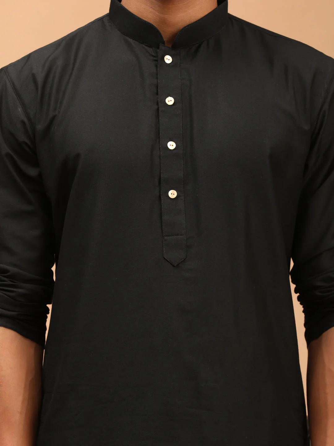 Men's Black Viscose Kurta Pyjama And Dupatta Set - Image 4