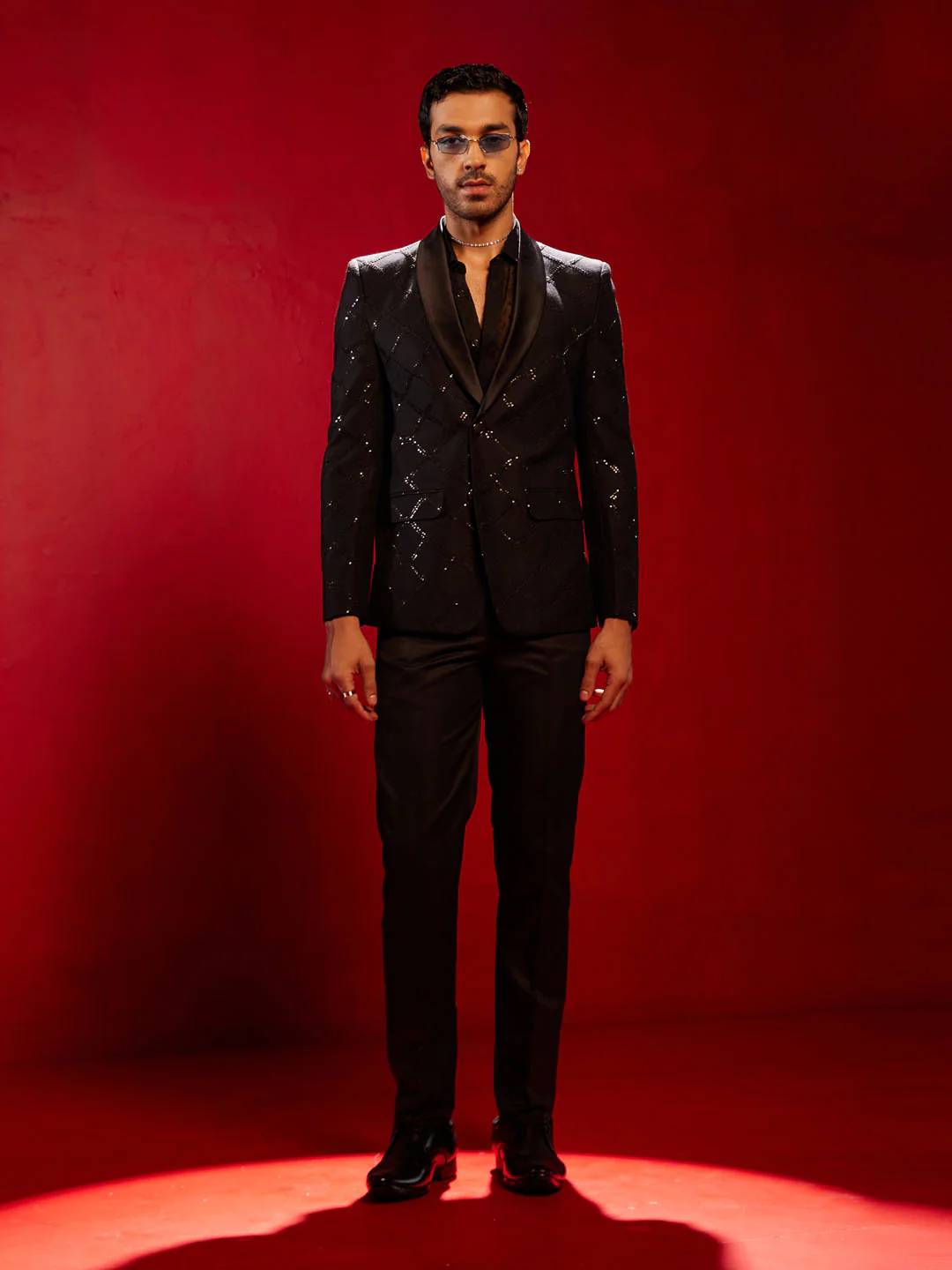Men's Black Embellished Blazer - Image 8