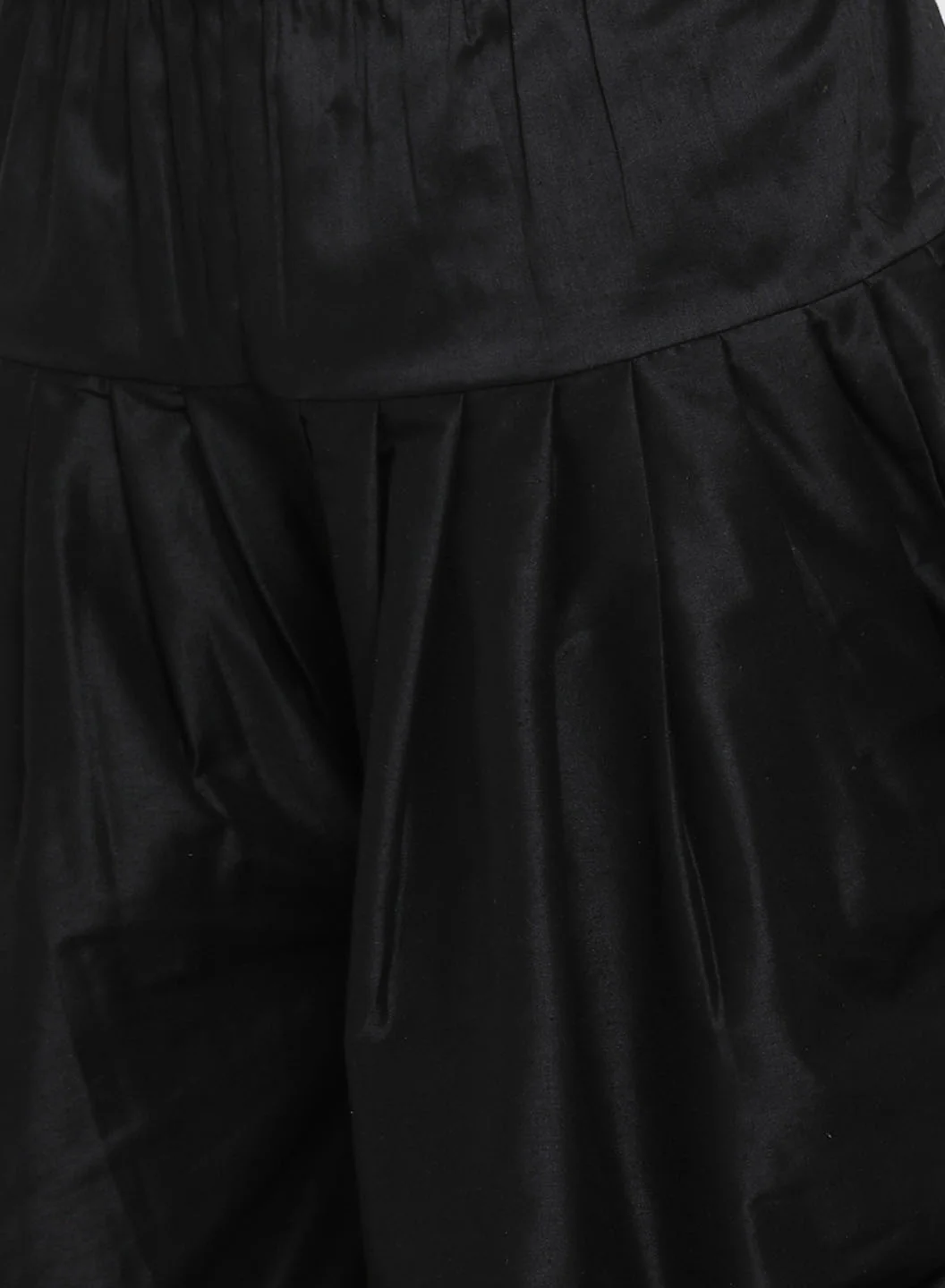 Men's Black Mirror Kurta Dhoti And Dupatta Set - Image 5