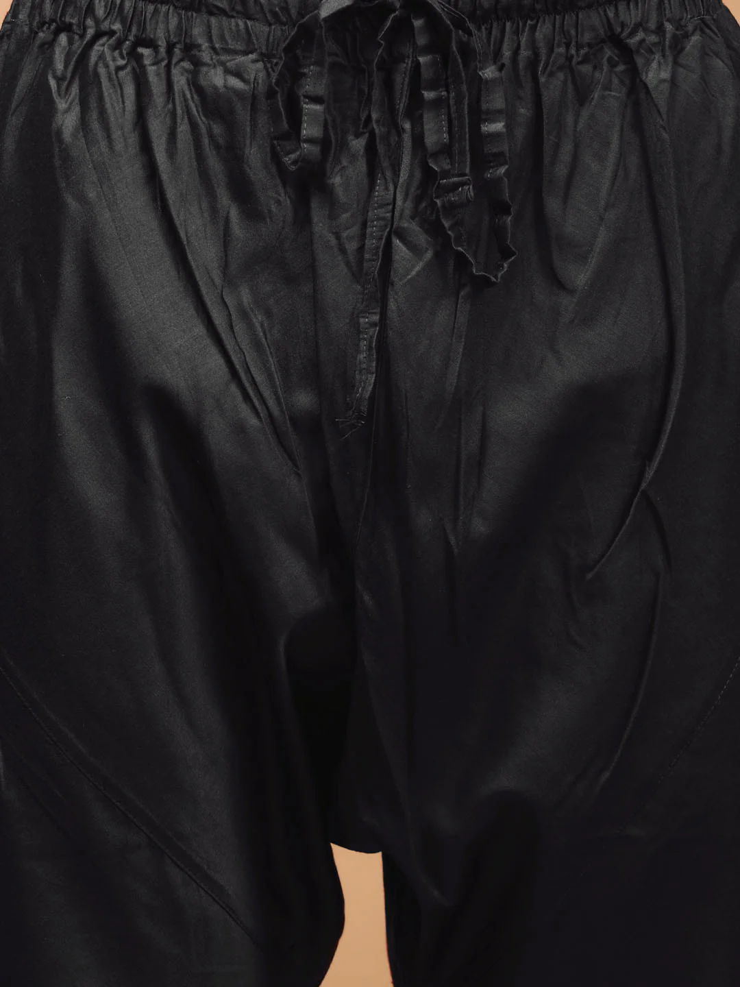 Men's Black Mirror Kurta Pyjama And Dupatta Set - Image 5