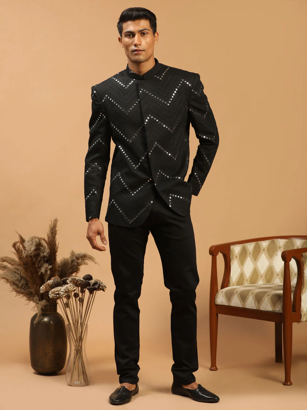 Men's Black Mirror Jodhpuri - Image 5