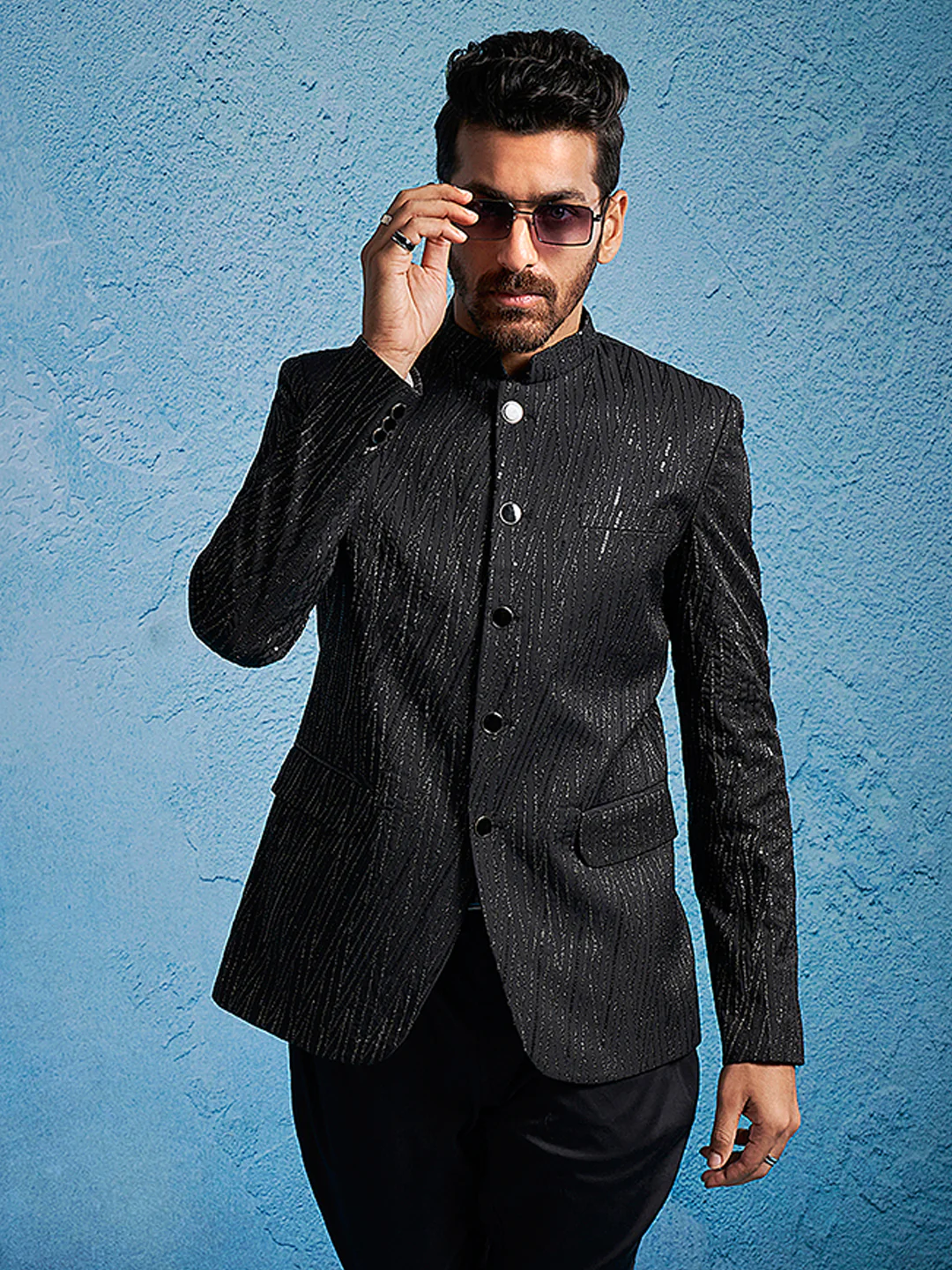 Men's Black Sequined Jodhpuri - Image 5