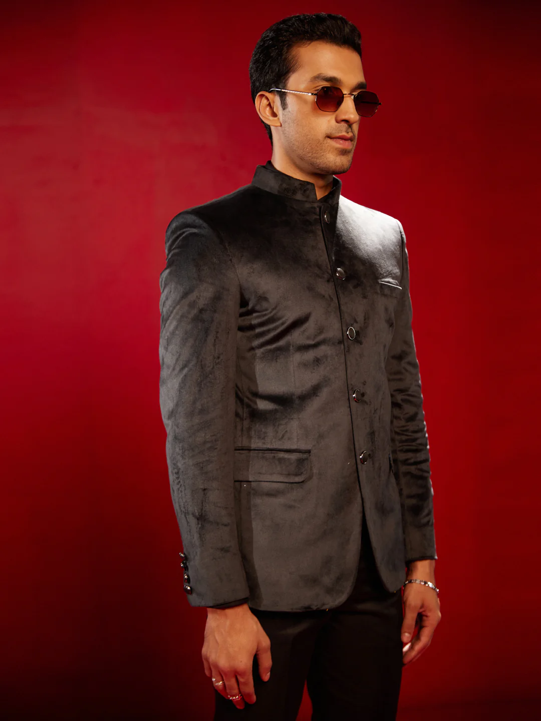 Men's Black Velvet Jodhpuri - Image 2