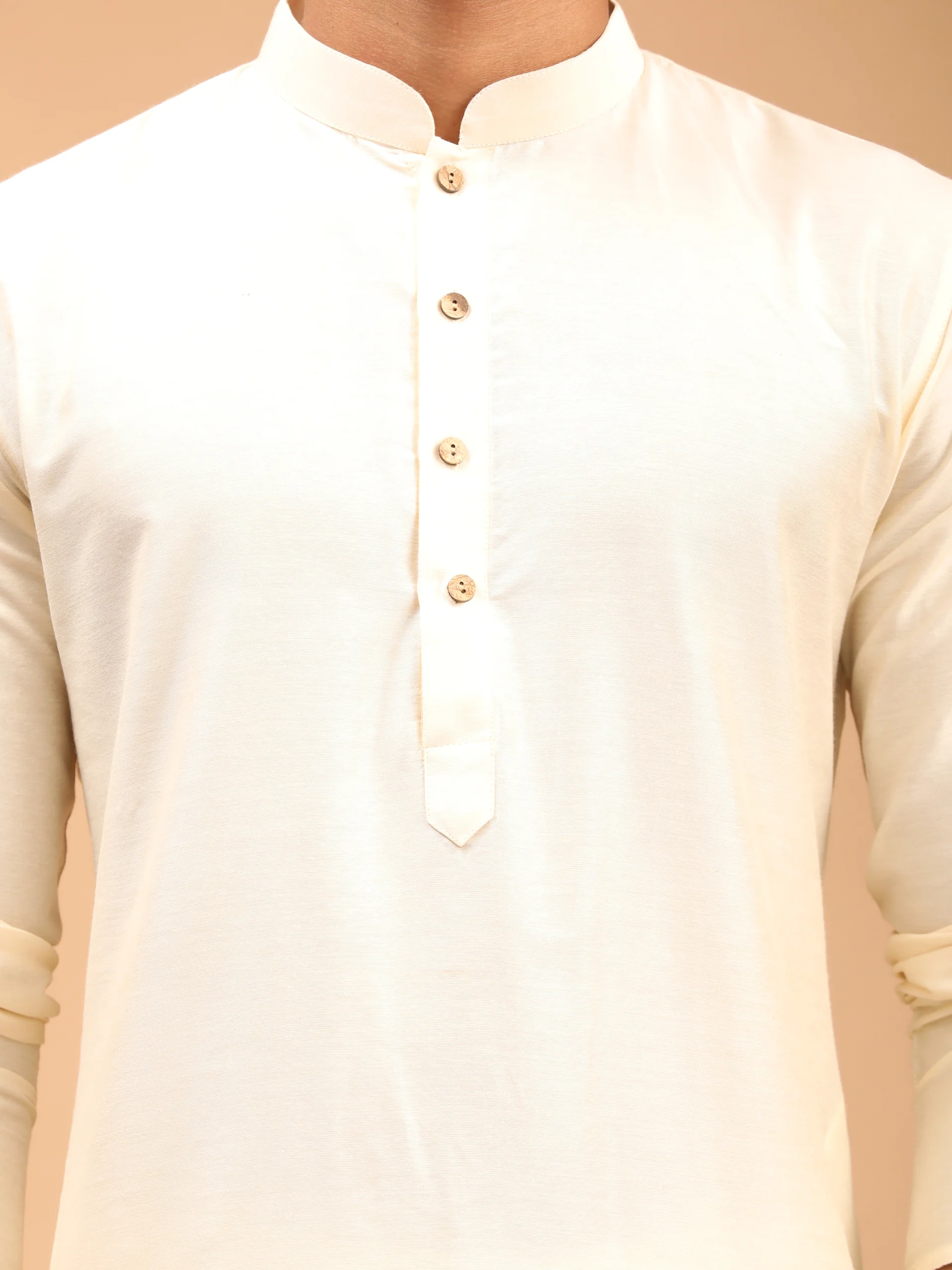 Men's Cream Viscose Kurta Pyjama And Dupatta Set - Image 3