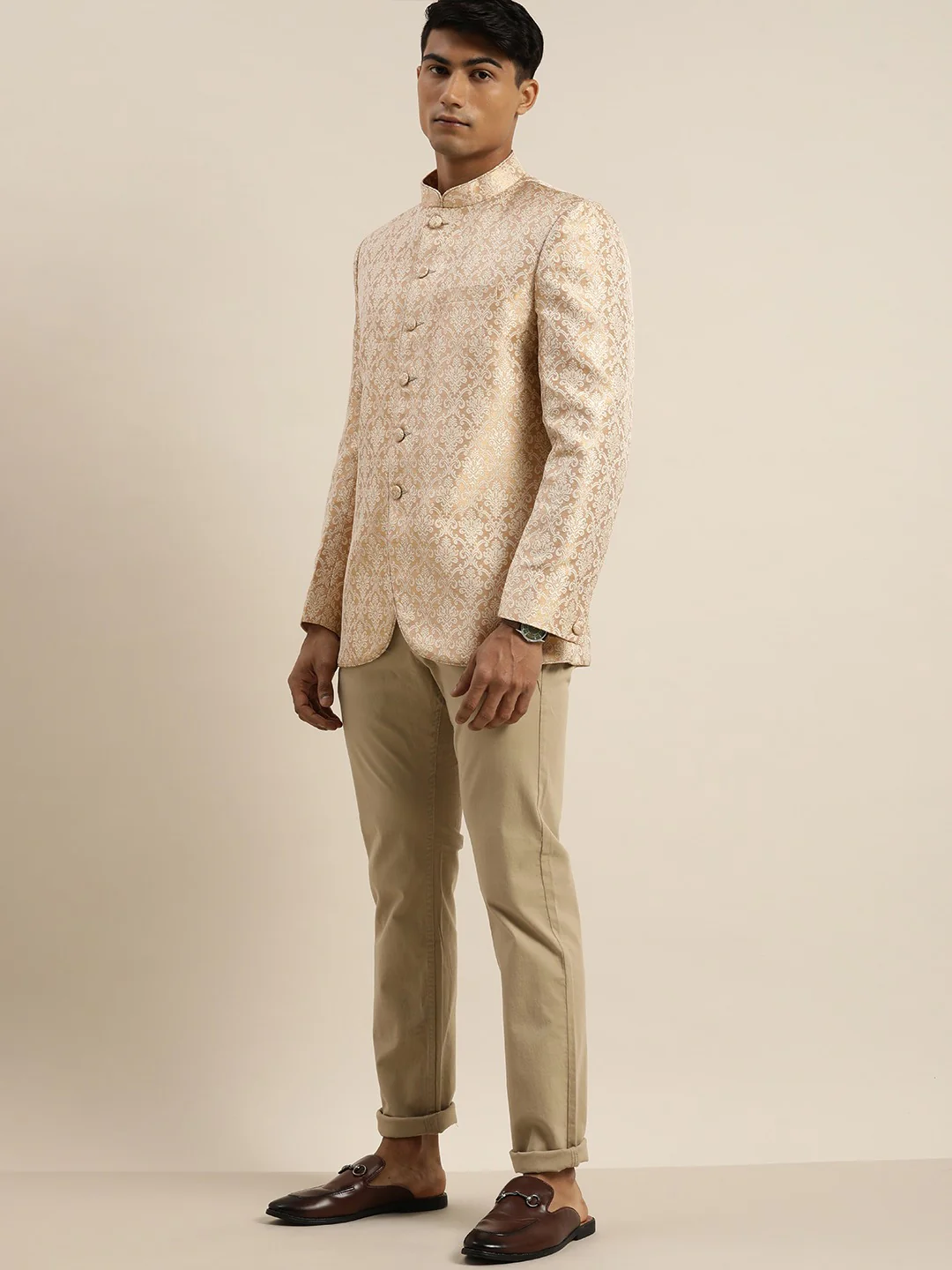 Men's Gold Ethnic Woven Jodhpuri - Image 5