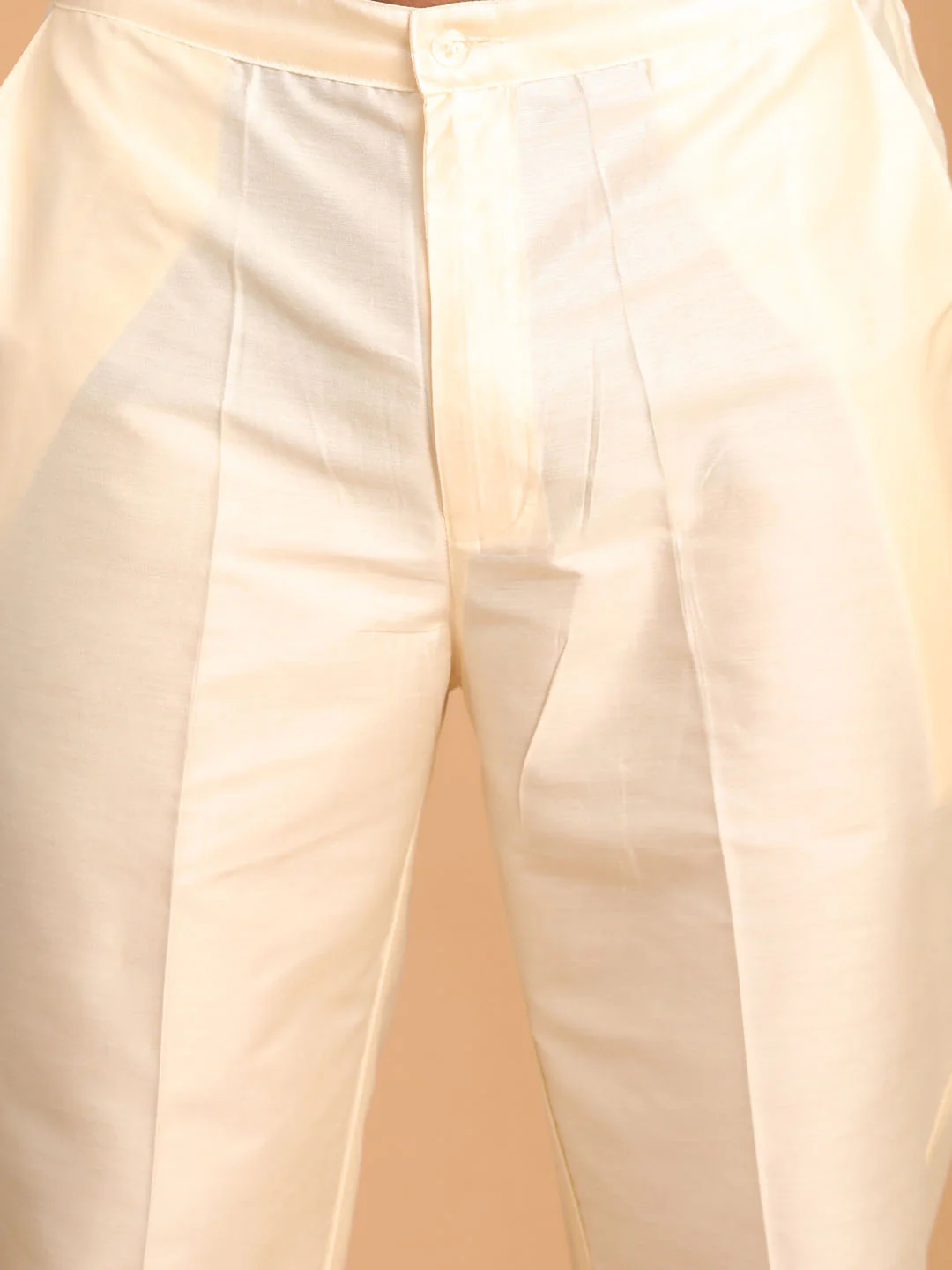 Men's Grey Jaccard Sherwani With Cream Pant Set - Image 5