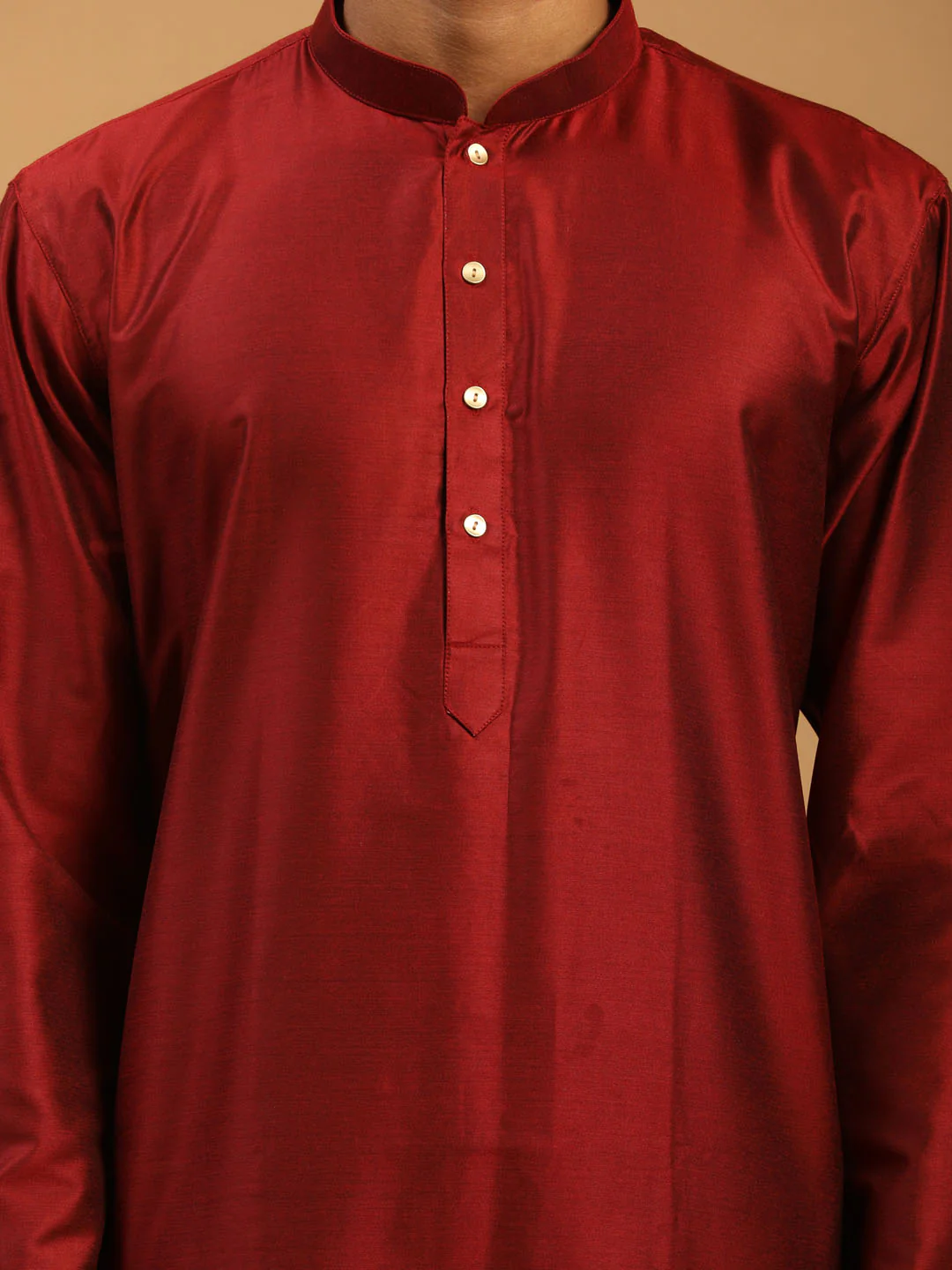 Men's Maroon Viscose Kurta Pyjama And Dupatta Set - Image 4