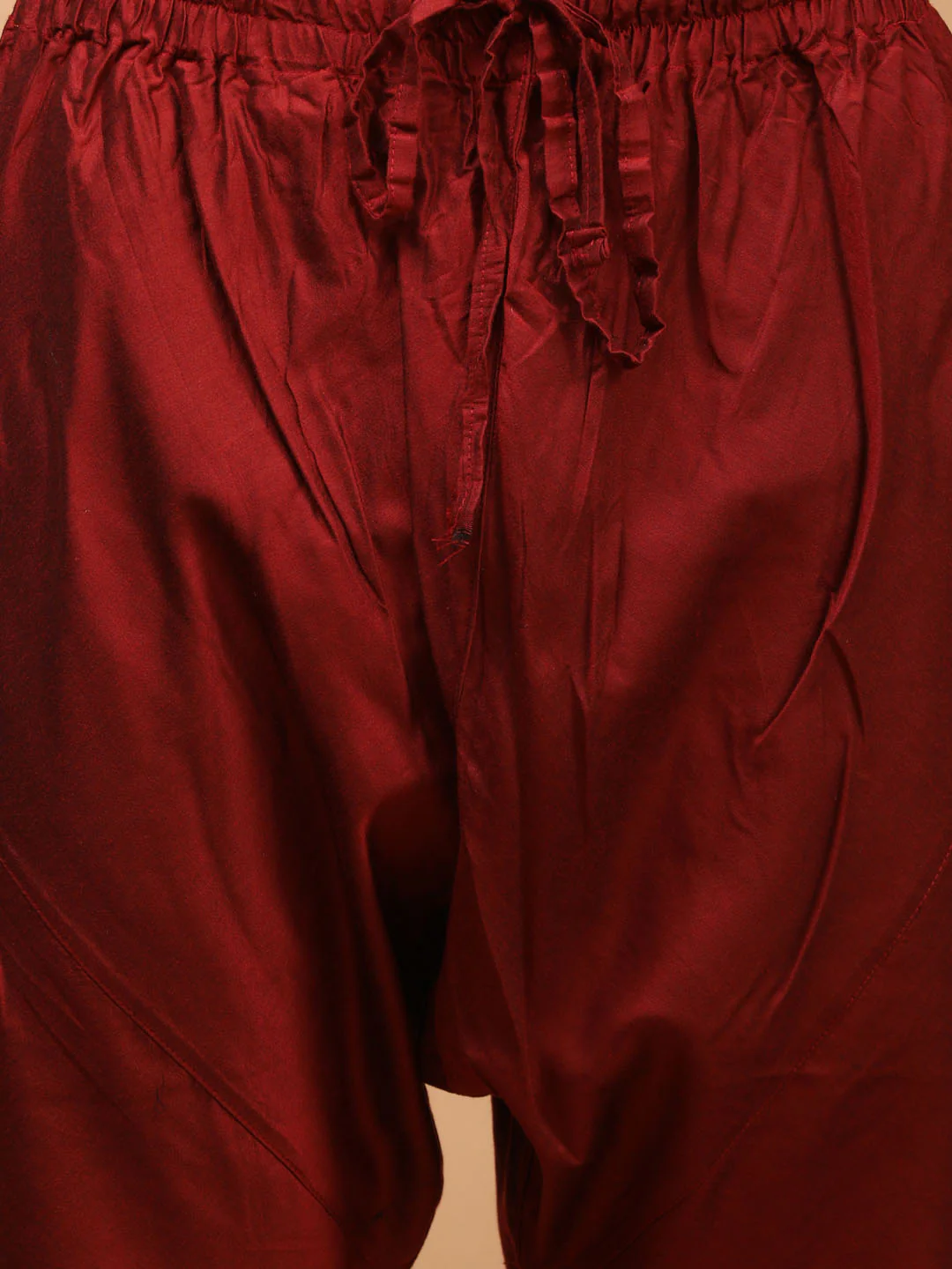 Men's Maroon Viscose Kurta Pyjama And Dupatta Set - Image 5