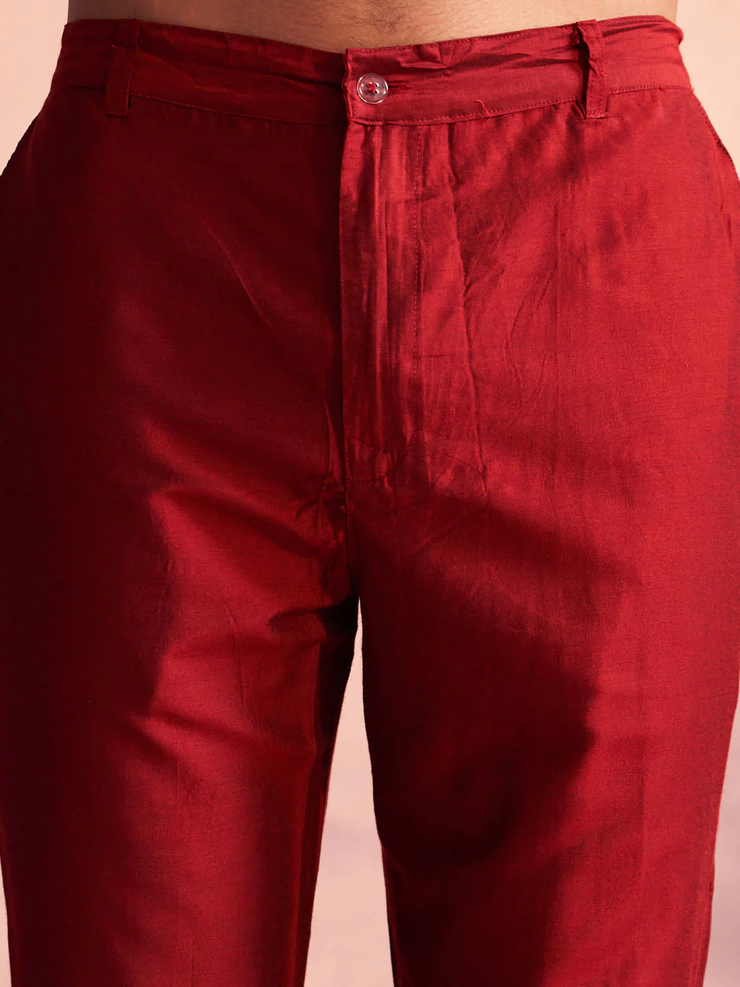 Men's Maroon Georgette Embellished Indo Set - Image 5