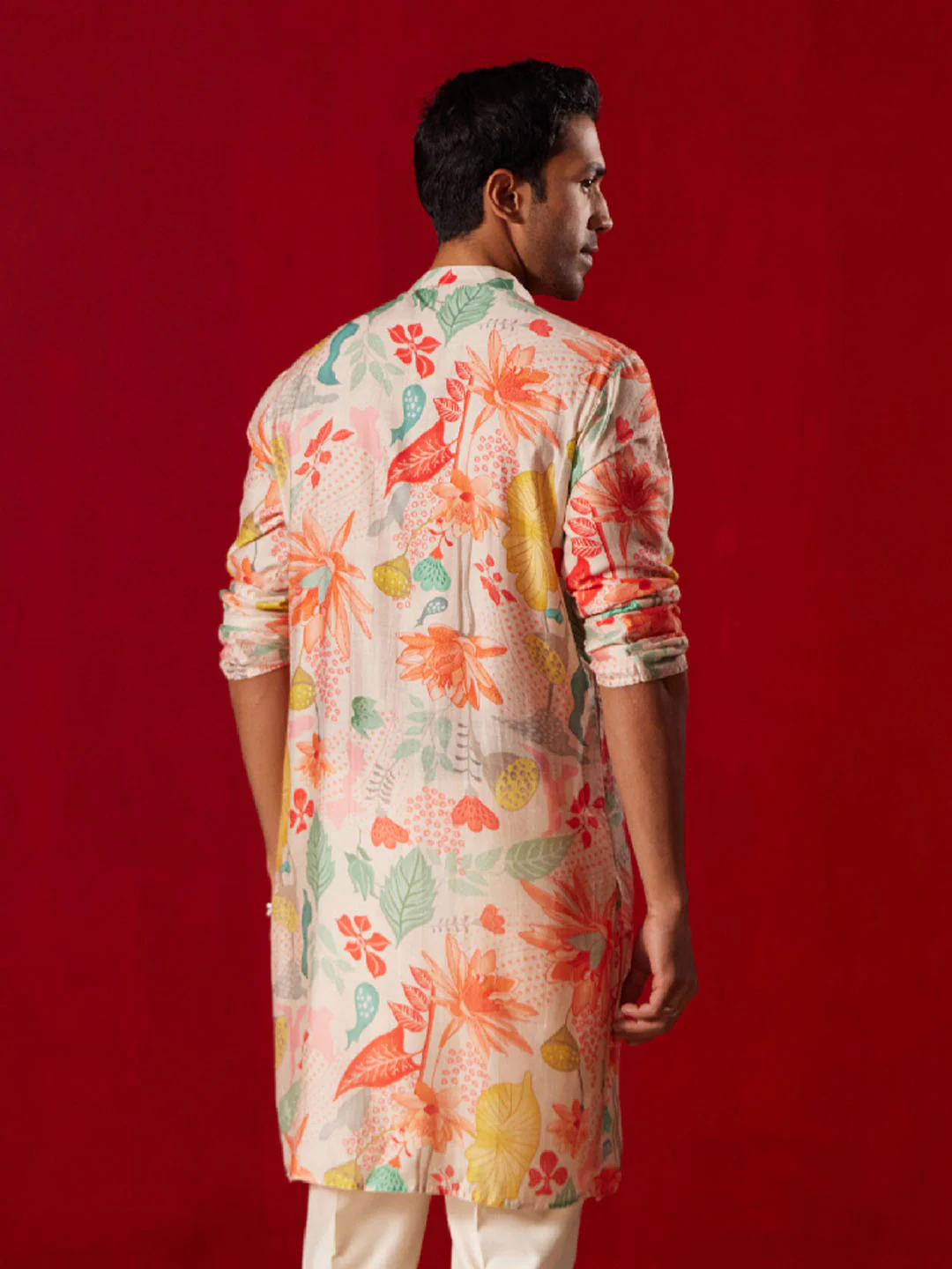 Men's Multicolor Cotton Printed Kurta - Image 3