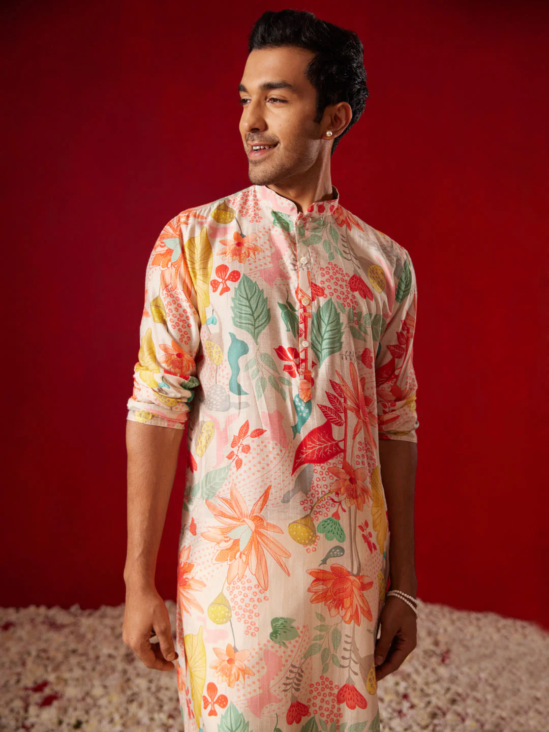 Men's Multicolor Cotton Printed Kurta - Image 4