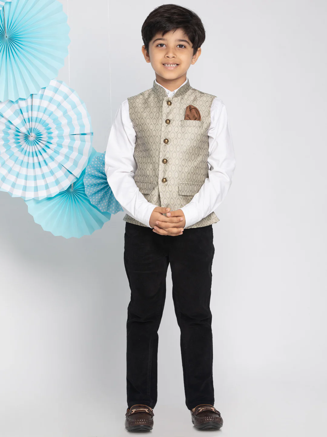 Boy's Beige Nehru Jacket - Image 5