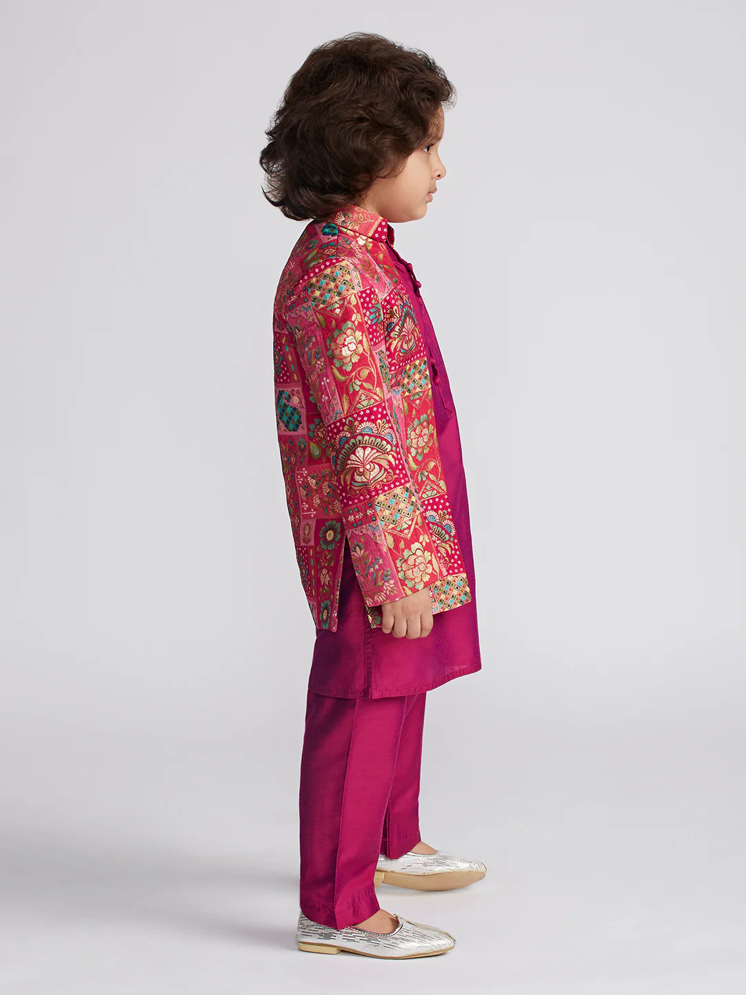 Boy's' Magenta Sherwani Set - Image 3