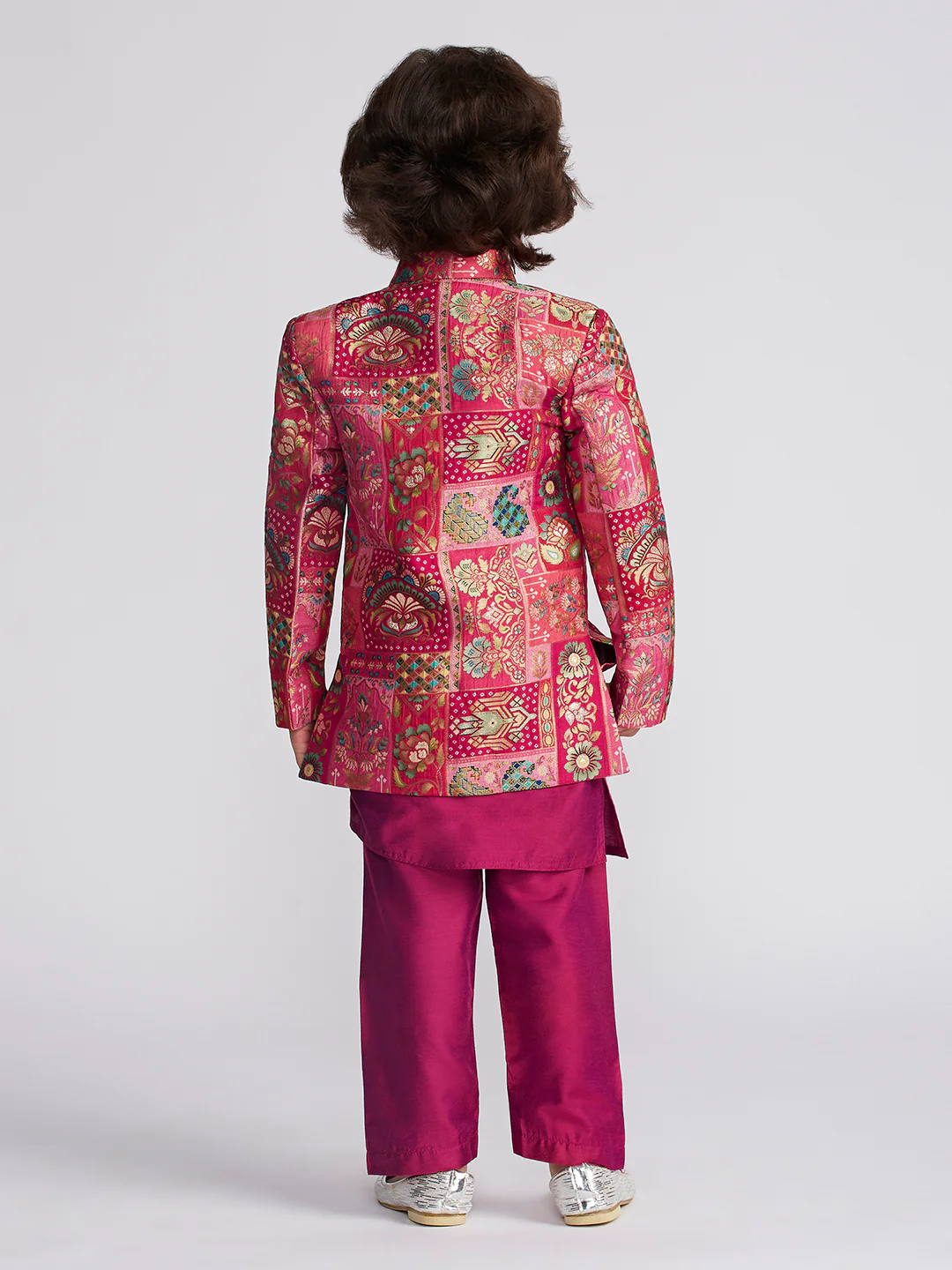 Boy's' Magenta Sherwani Set - Image 4