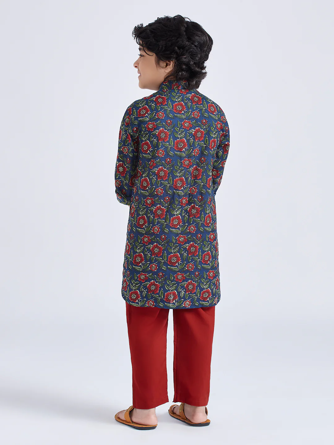 Boy's' Navy Blue Kurta Pyjama Set - Image 5