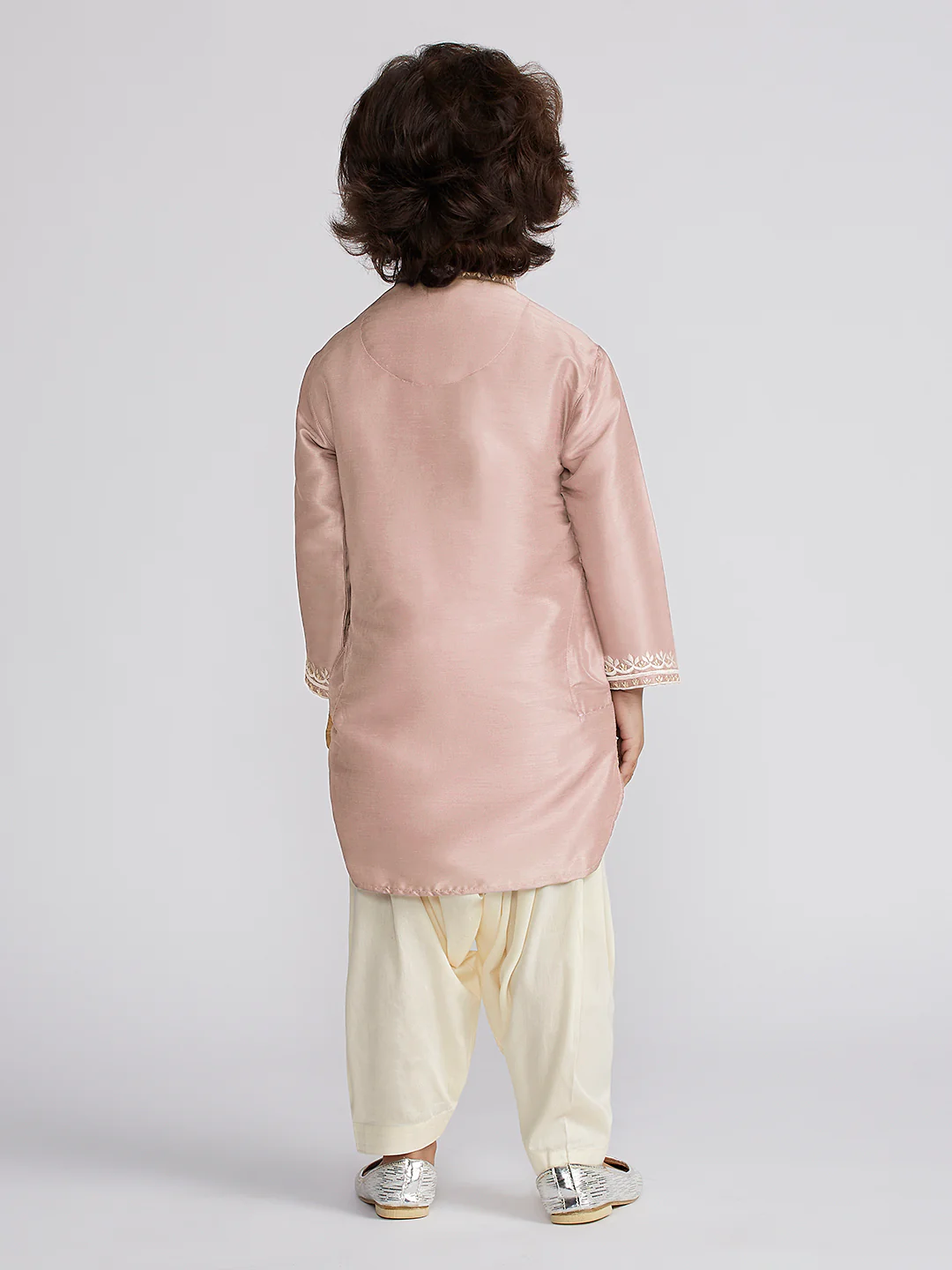 Boy's' Peach Kurta And Patiala Set - Image 4