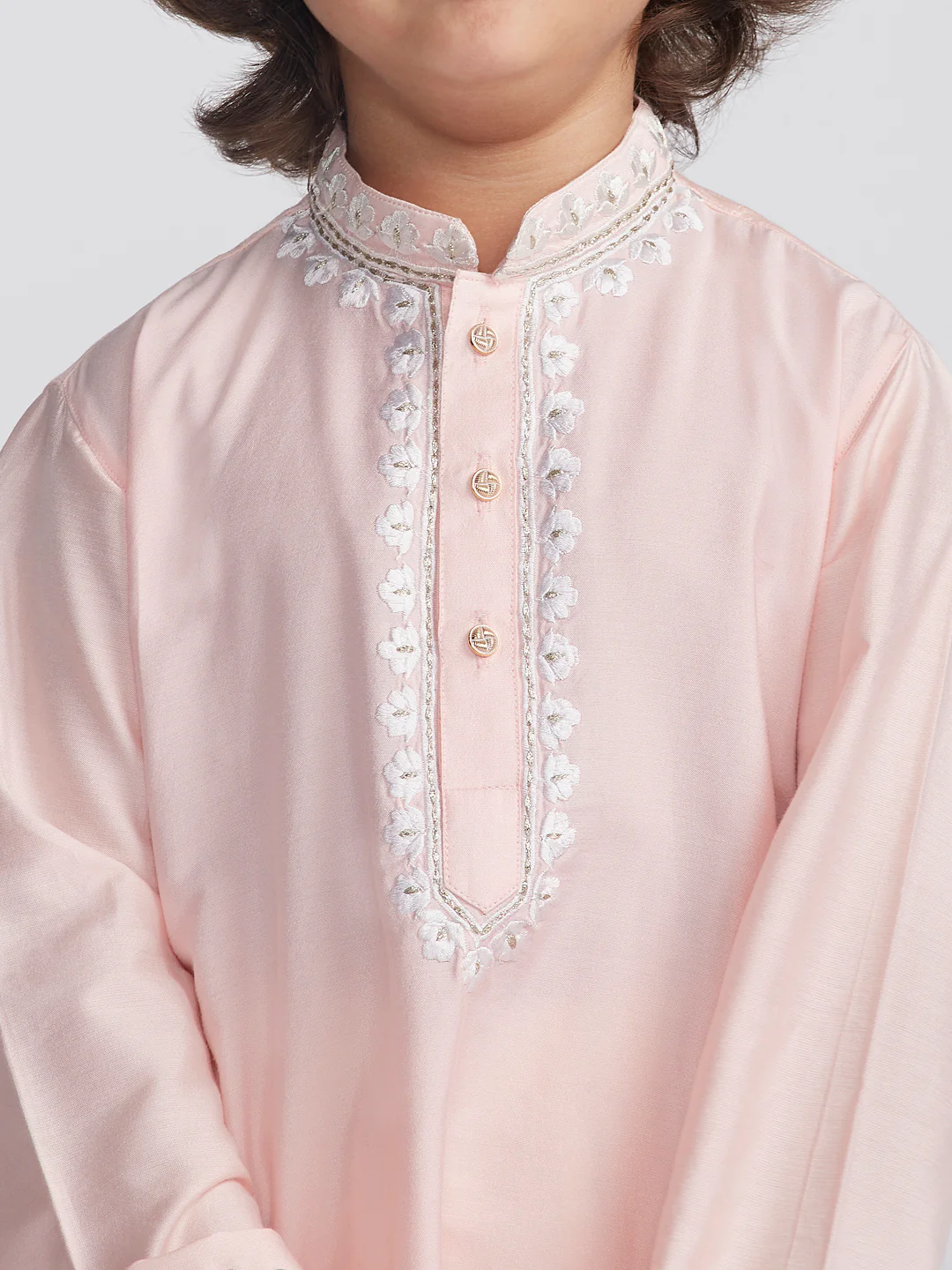 Boy's' Pink And Cream Kurta And Pyjama Set - Image 2