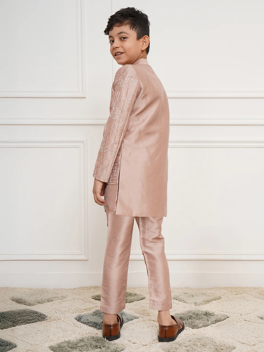 Boy's' Rose Gold Indowestern Set - Image 4
