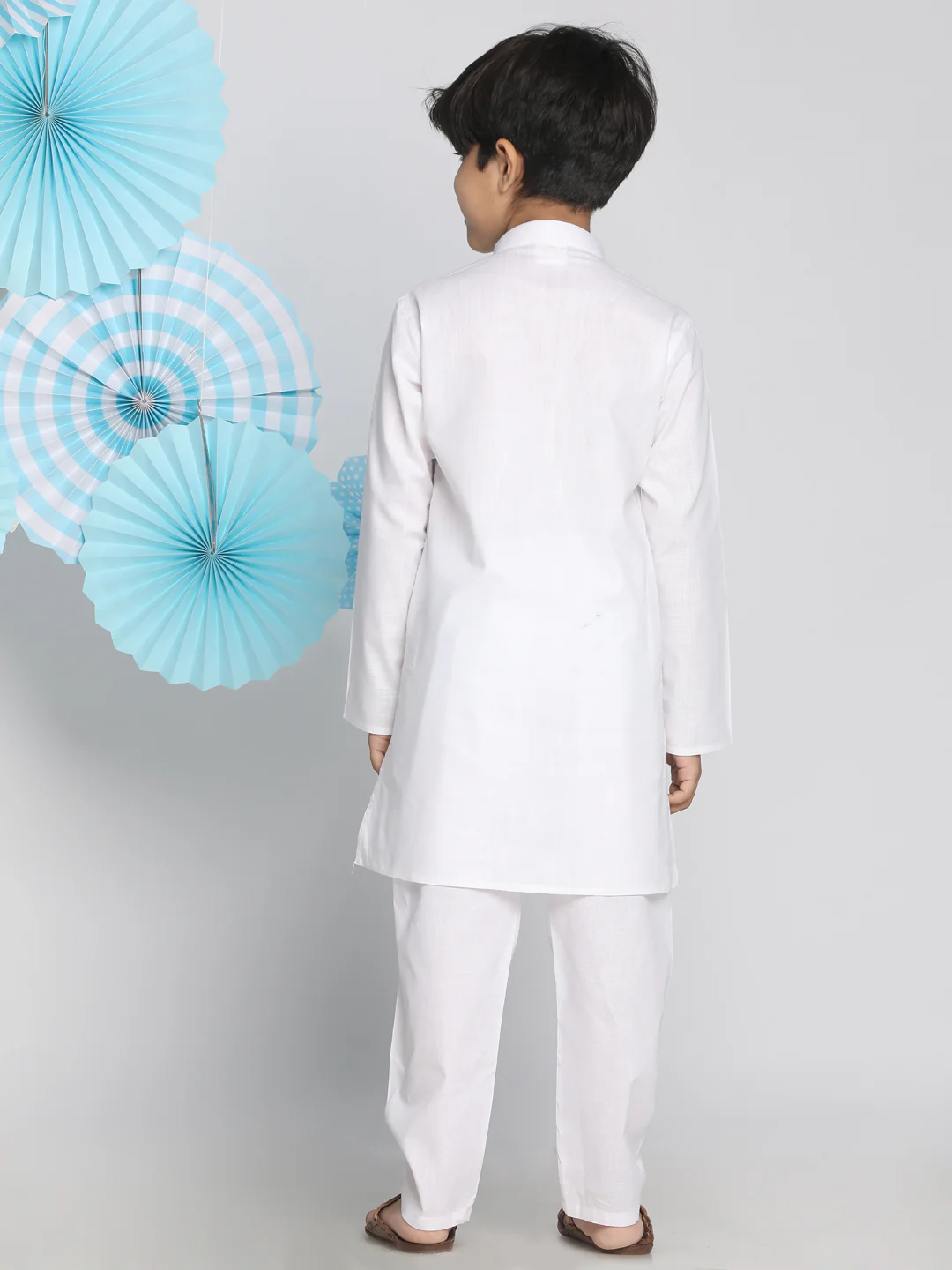Boys' White Kurta Pyjama Set - Image 3