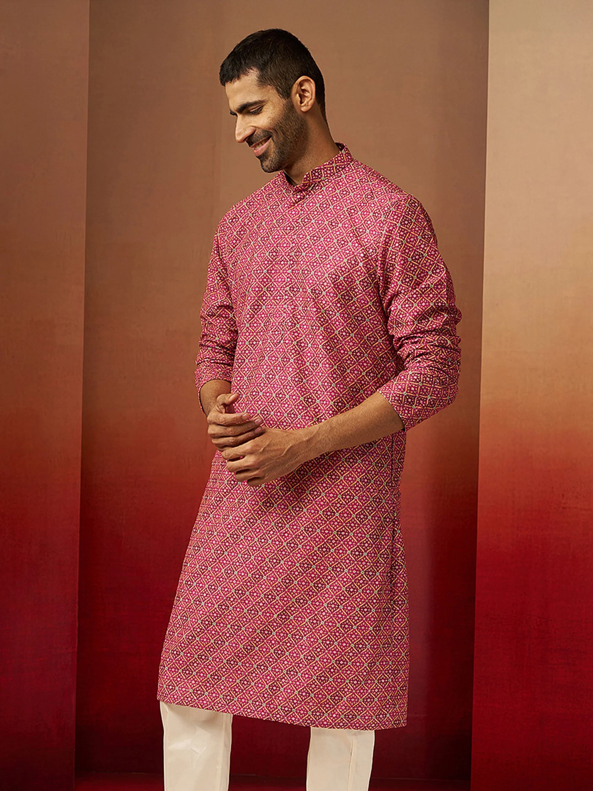 Men Falsa Cotton Gems Work Kurta - Image 3