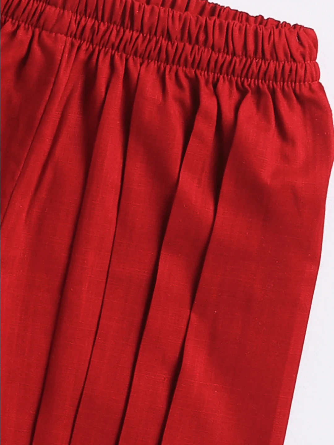 Girl's' Aqua Base Red Kurta And Pant Set - Image 7