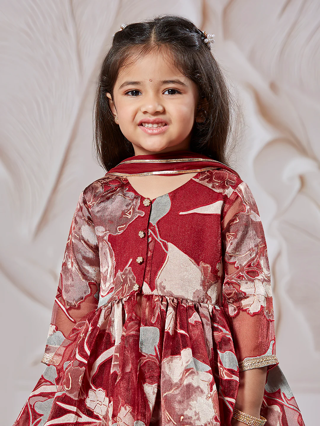 Girl's' Maroon Girl's Lehenga Choli - Image 3
