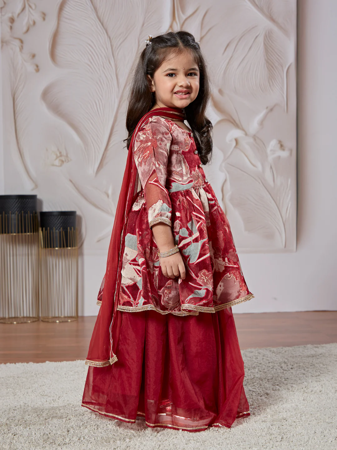 Girl's' Maroon Girl's Lehenga Choli - Image 4