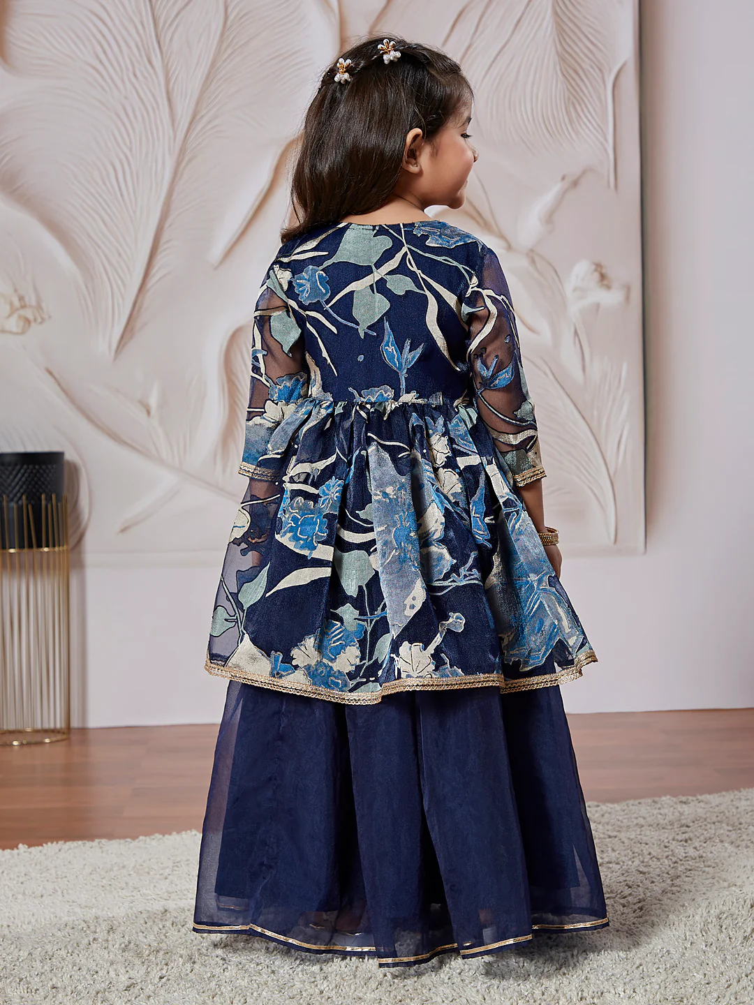 Girl's' Navy Blue Girl's Lehenga Choli - Image 4