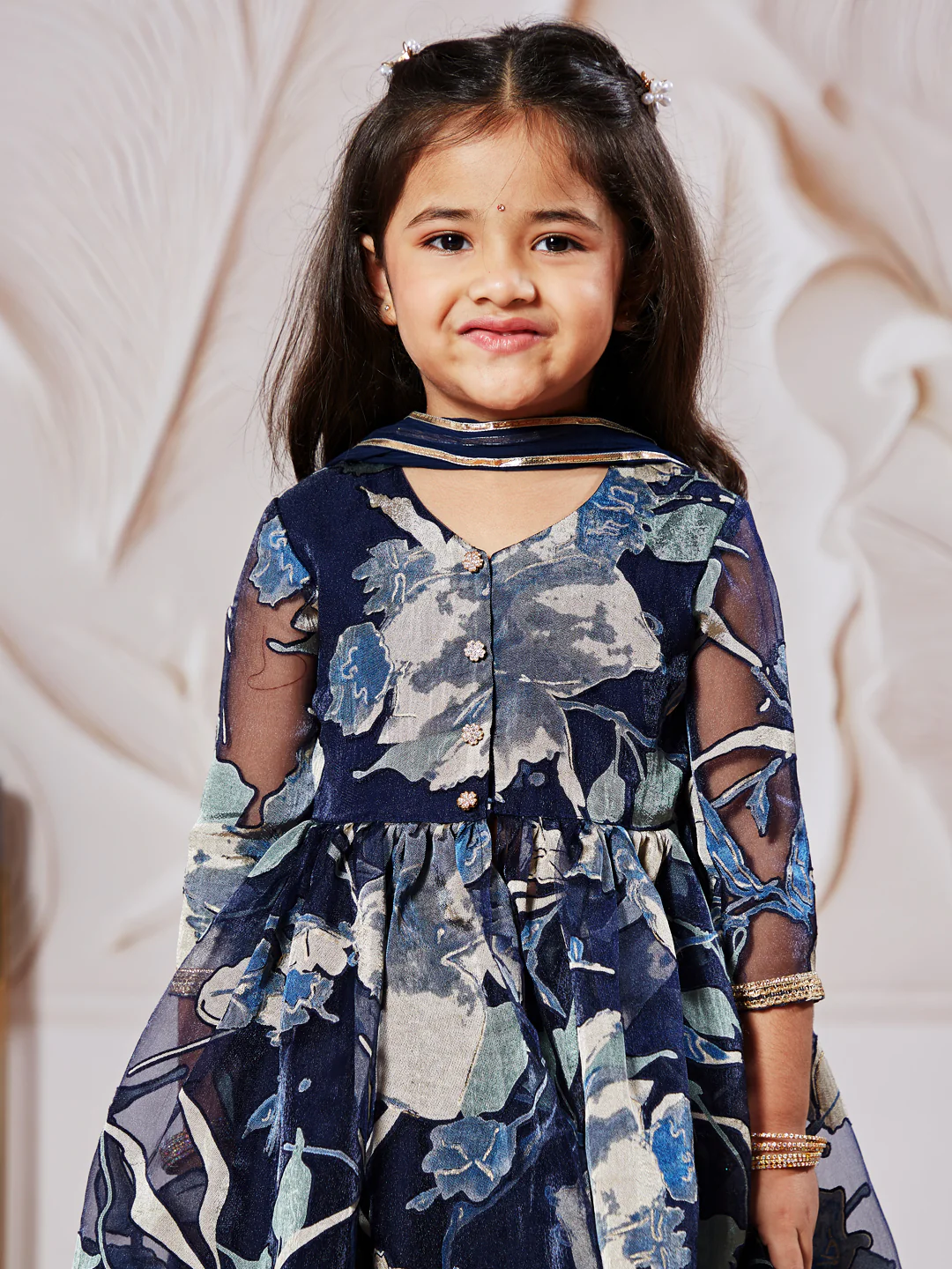 Girl's' Navy Blue Girl's Lehenga Choli - Image 5