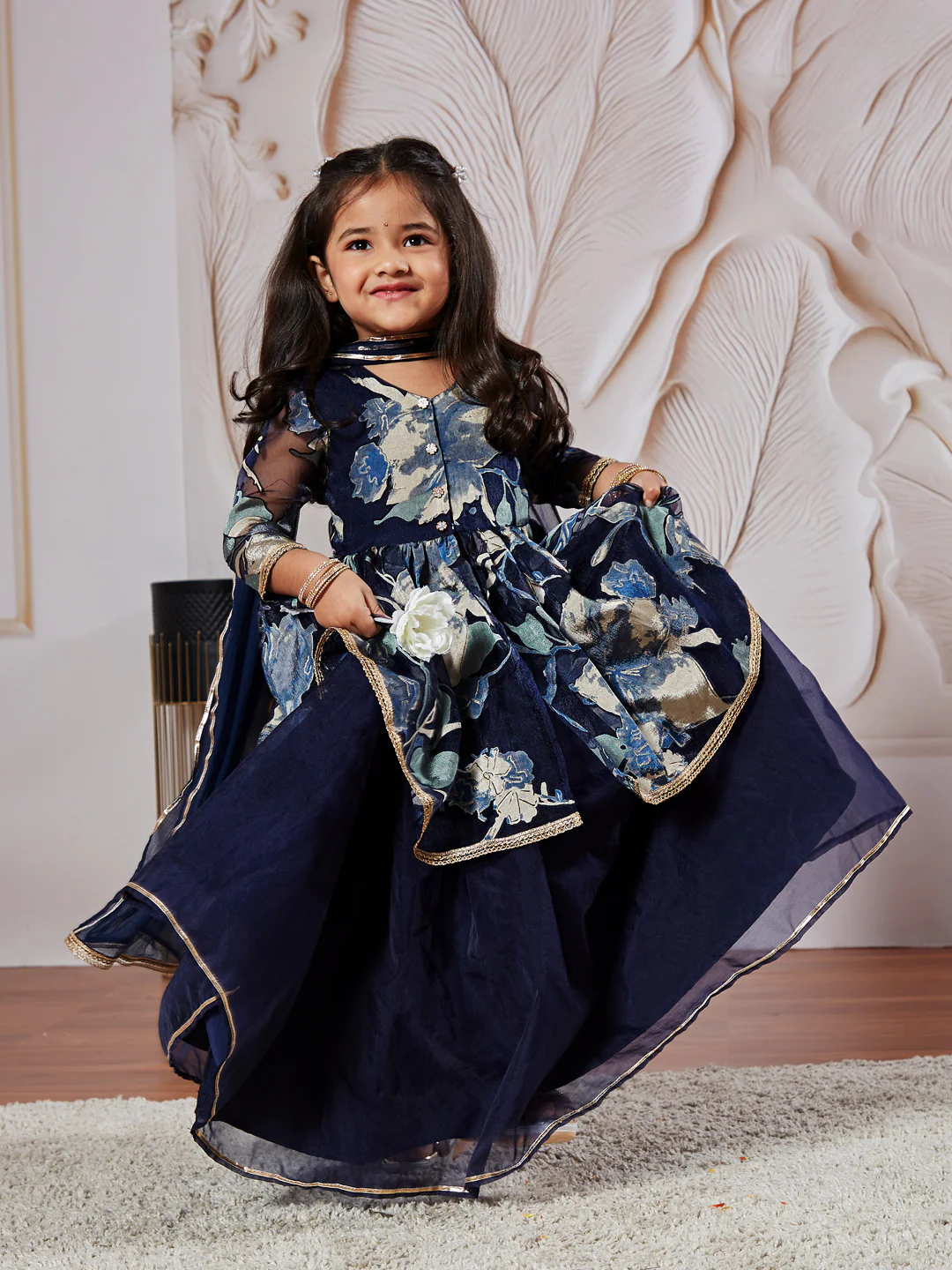 Girl's' Navy Blue Girl's Lehenga Choli - Image 6